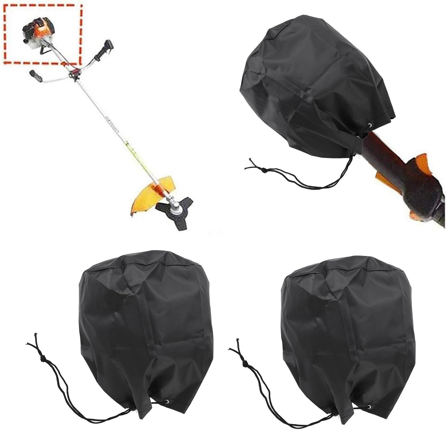 TOPINCN Trimmer Engine Cover 420D Silver Coated Oxford Fabric Weed Trimmer Waterproof Dustproof Cover, Compact Lightweight for Mowers and String Saws image number 2