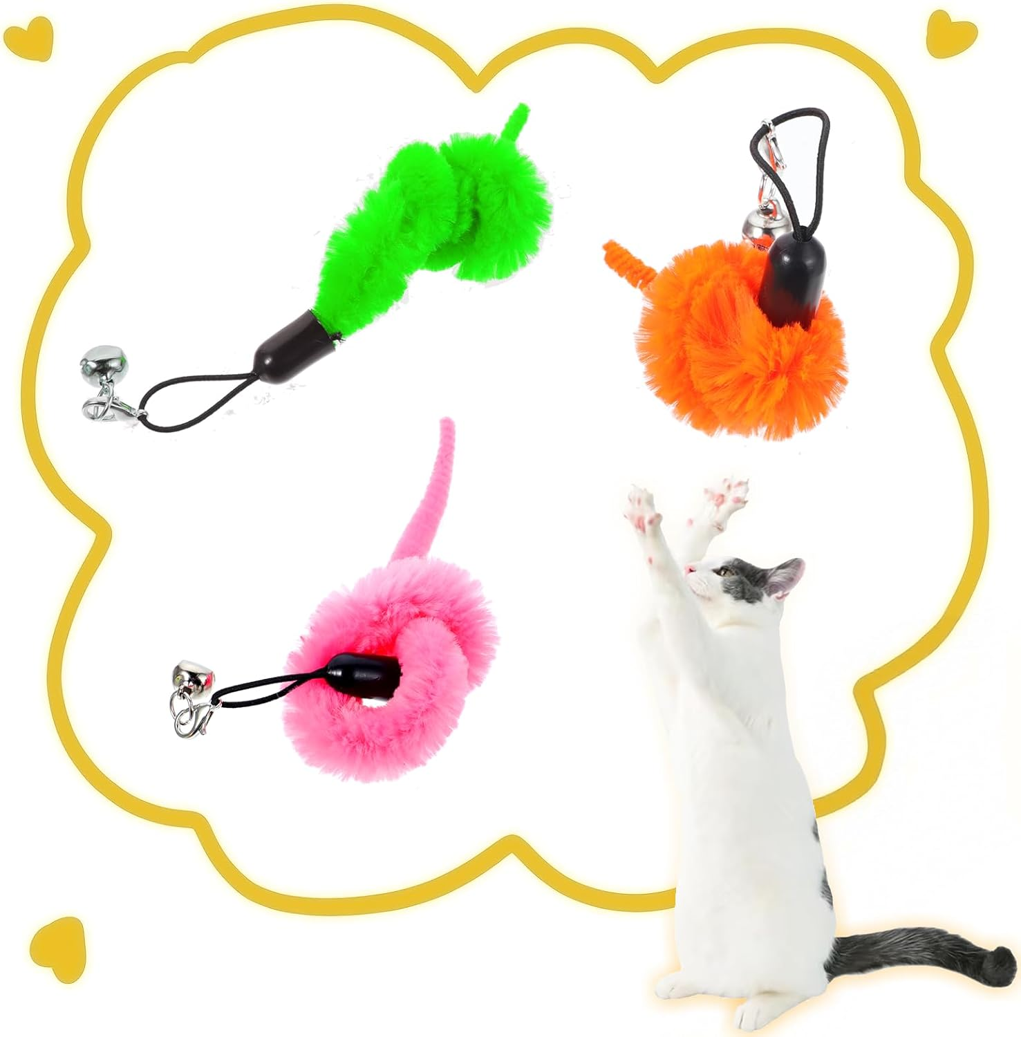 Innohhustle 12 Pcs Cat Worms Refill, Cat Toys Wand Replacement, Cats Feather Toy Replacements Cats Wand Toy Accessories image number 3