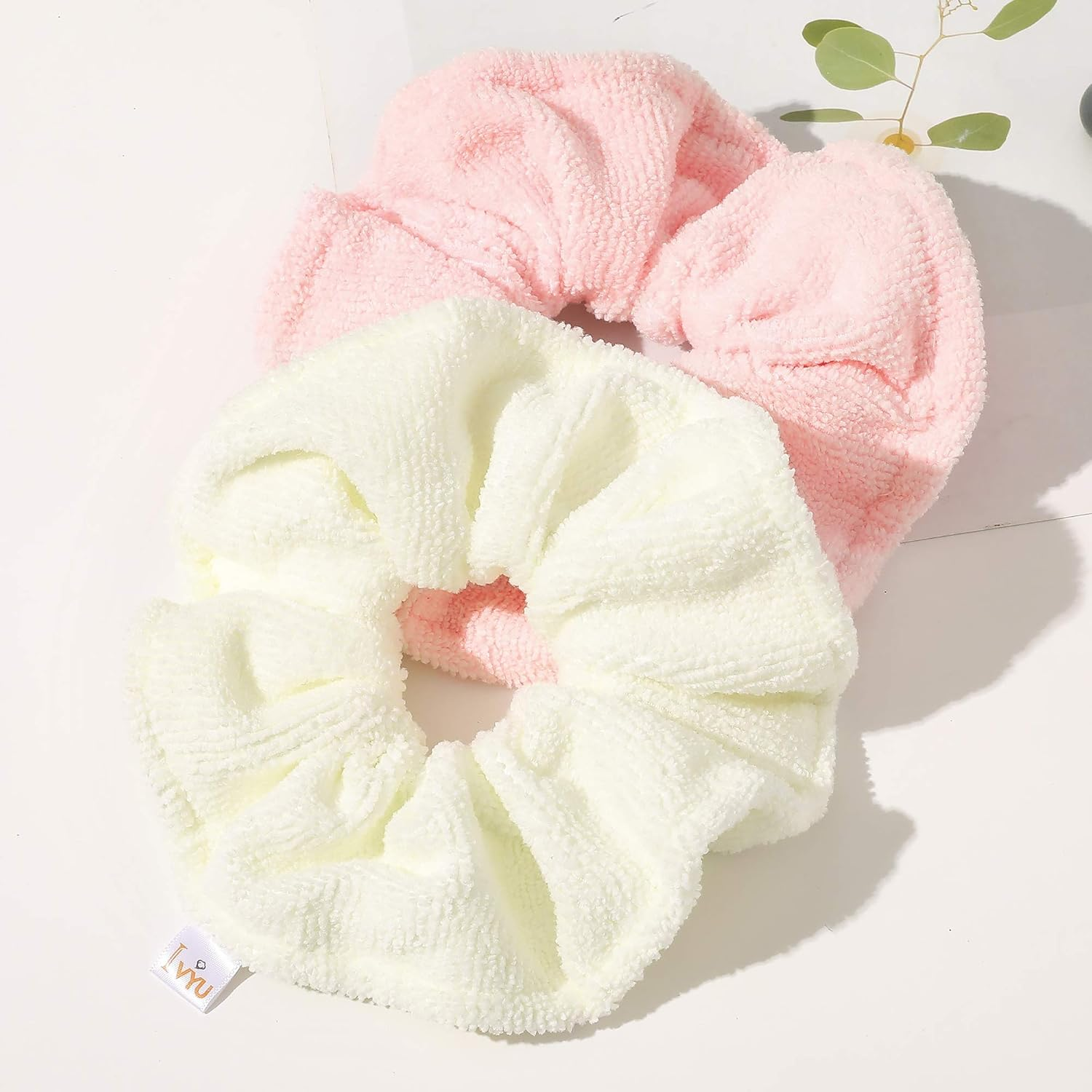 Ivyu Microfiber Hair Drying Scrunchies Towel Fiber Large Big Scrunchie for Curl Hair for Shower Wet anti Frizz Hair Products Absorbent Fast Terry Cloth Sleep Scrunchy image number 4