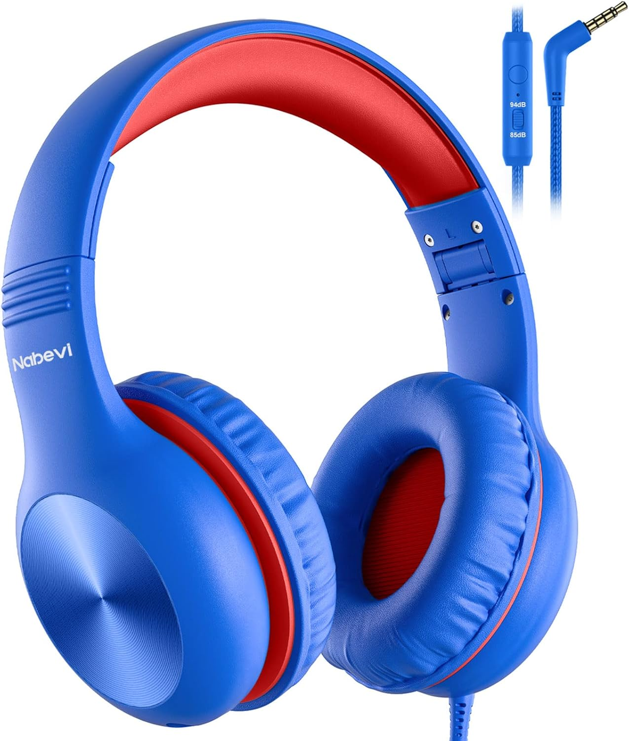 Headphones for Kids for School, Kids Headphones with Microphone, Sharing Function, 85Db/94Db Safe Volume Limit, HD Sound, over Ear Kids Headphones for School, On-Line Study, Travel [Glaze Blue] image number 1
