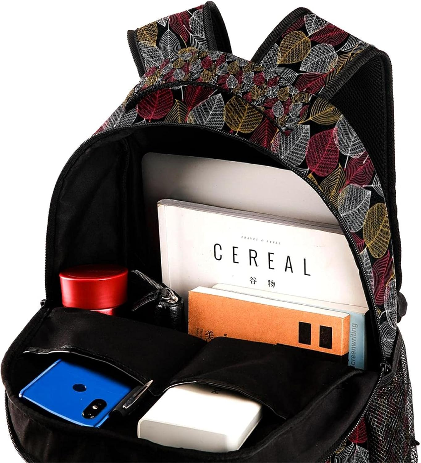 Lacy Leaf Skeleton Leaf Backpack Students Shoulder Bags Travel Bag College School Tote Backpacks image number 5