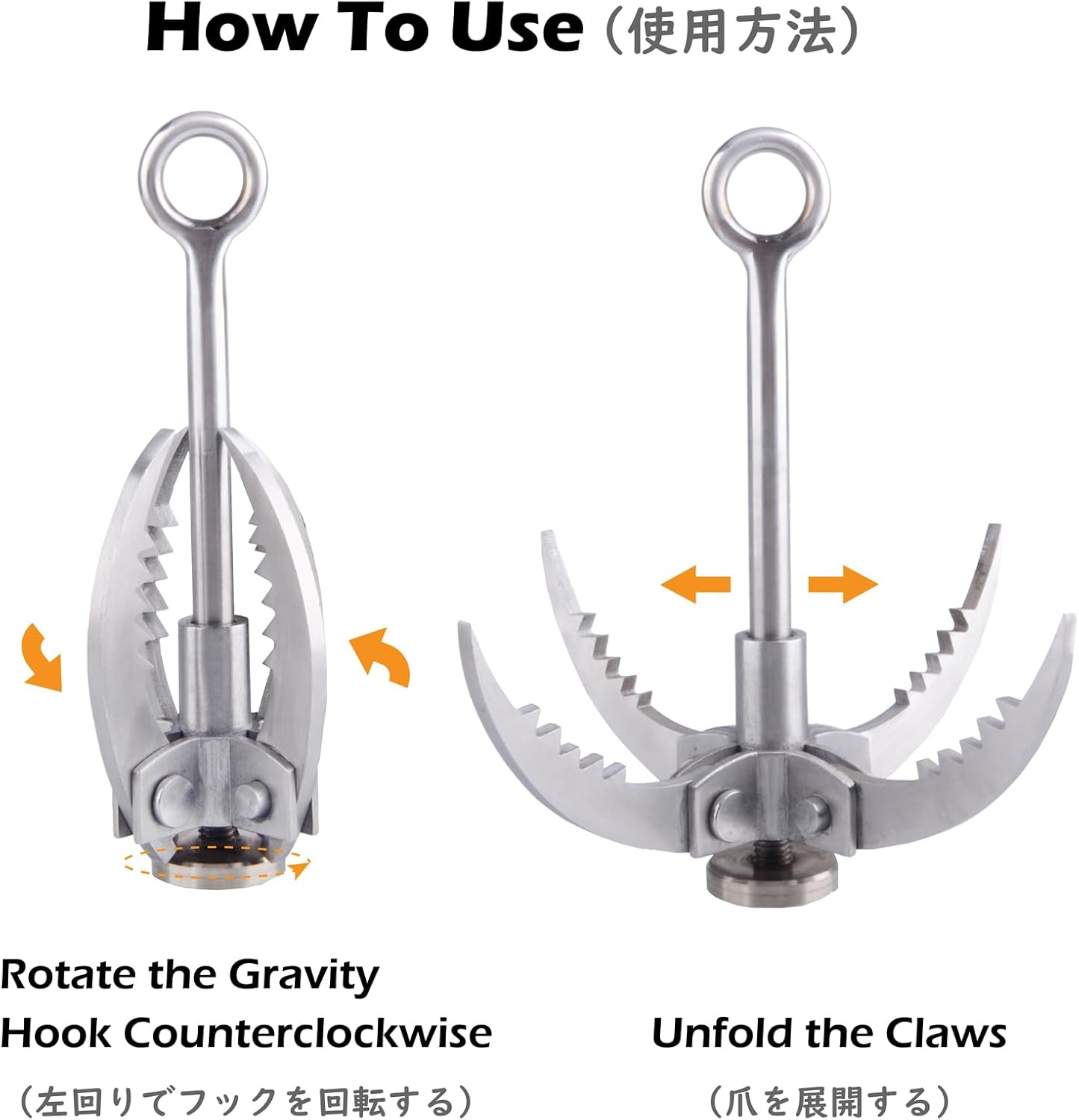 TRIWONDER Grappling Hook Gravity Rock Climbing Hooks Folding Claws Stainless Steel Anchor for Climbing, Hiking, Tree Limb Removal