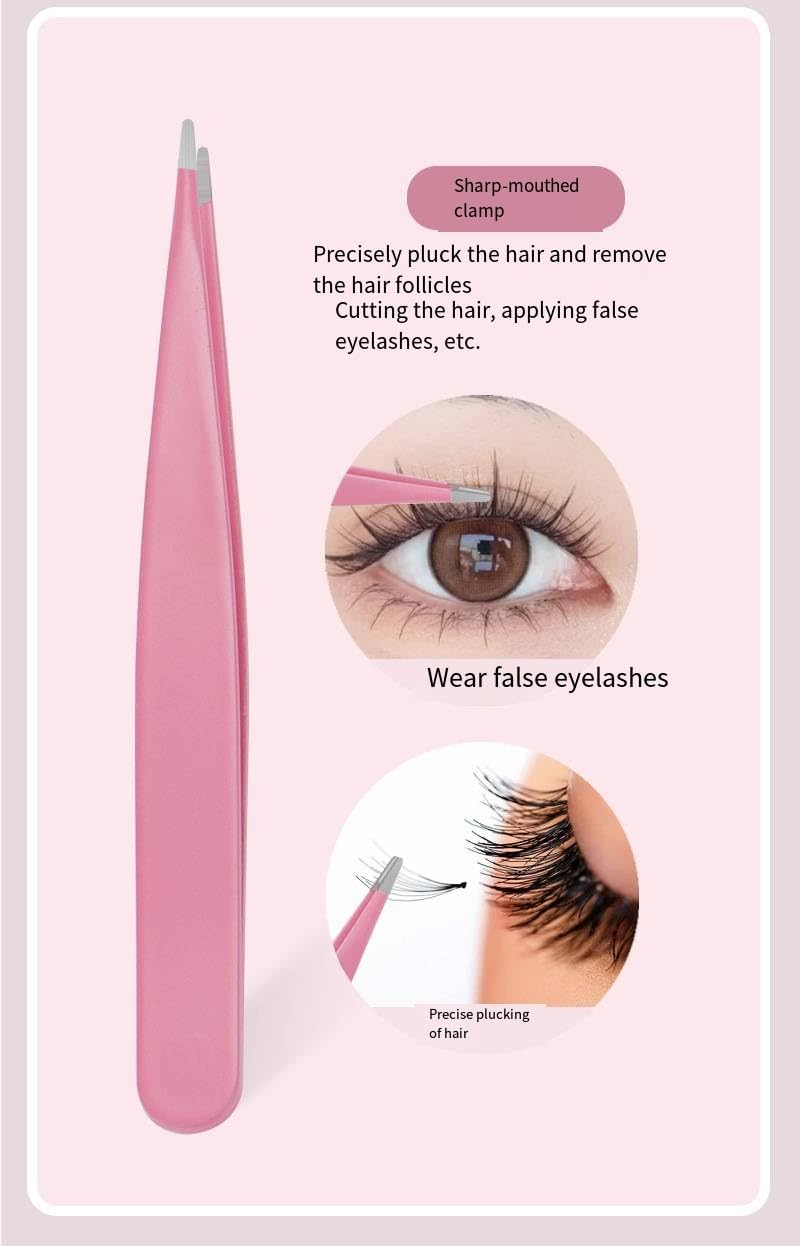 HIGHROCK 6Pcs Eyebrow Tweezers Set, Stainless Steel Slant and Pointed Tips, Small Scissors and Brush， Precision Hair Removal Tools image number 4