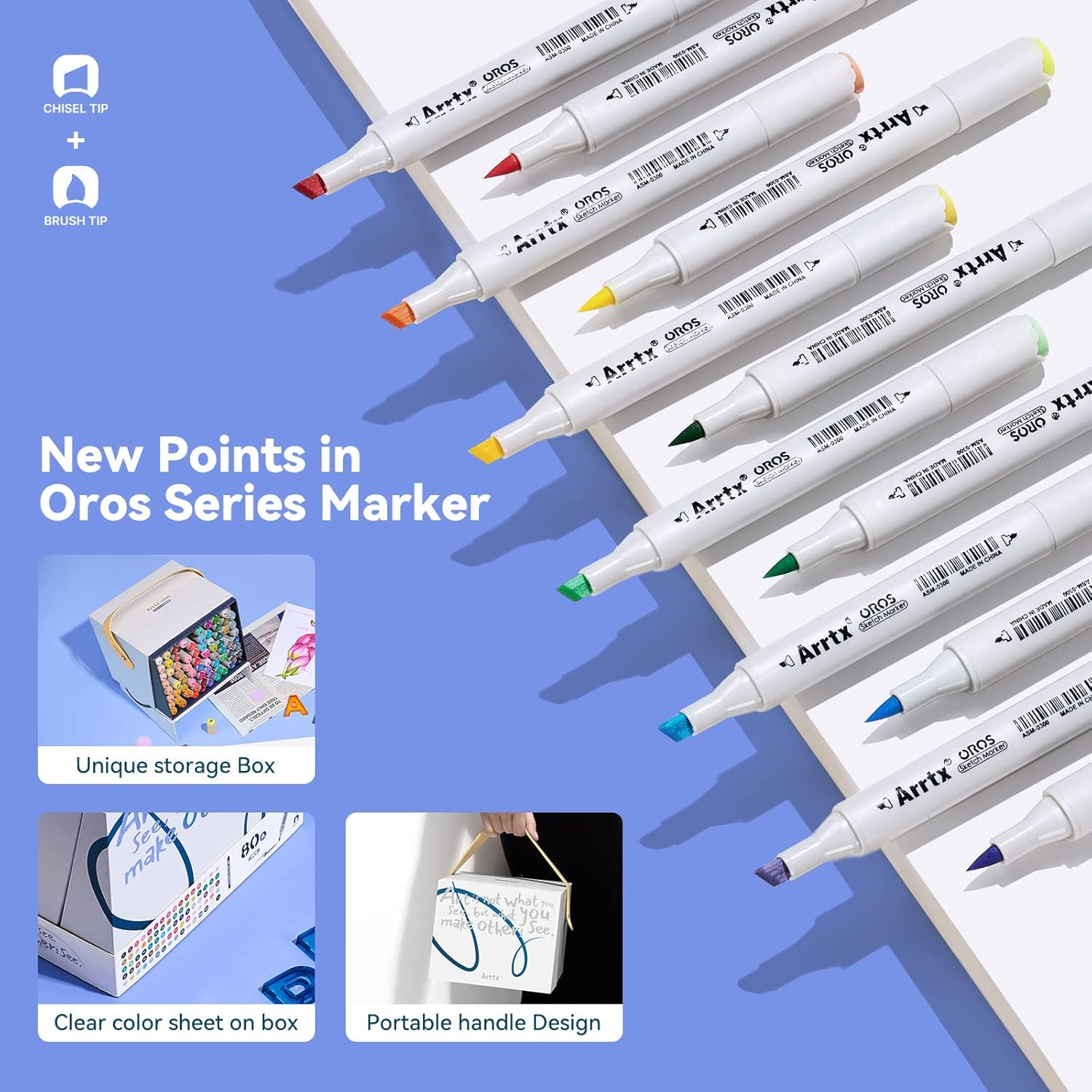 Arrtx Alcohol Markers OROS 80 Colors,Dual Tip Marker Pens, Art Markers Permanent Markers for Drawing Coloring Illustration Sketching Design Comic image number 4