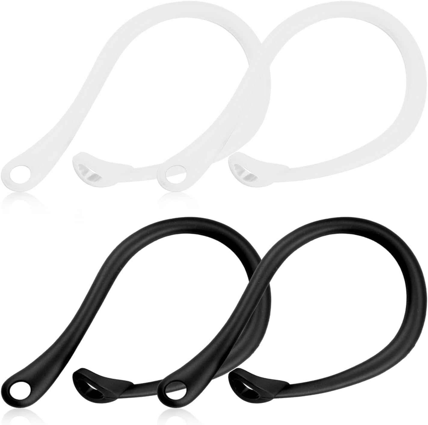2 Pack Protective Ear Hook Silicone Anti-Lost Earhooks for Airpods 3 and Airpods 4 (White&Black) image number 2