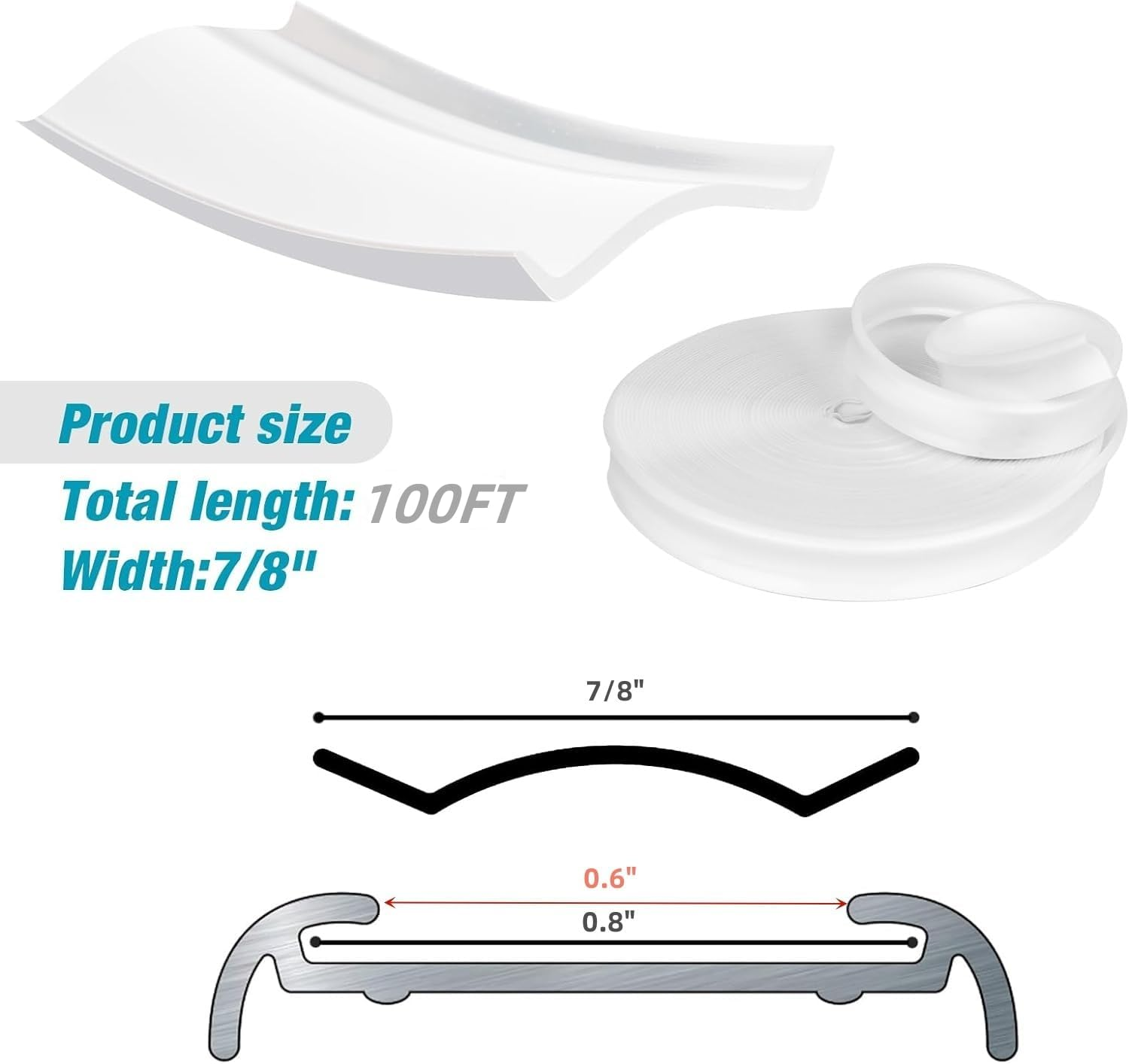 7/8 "Camper Molding Insert Trim Exterior Plastic Trim Fits for RV Camper Travel Trailer (100Ft-White)&hellip; image number 5