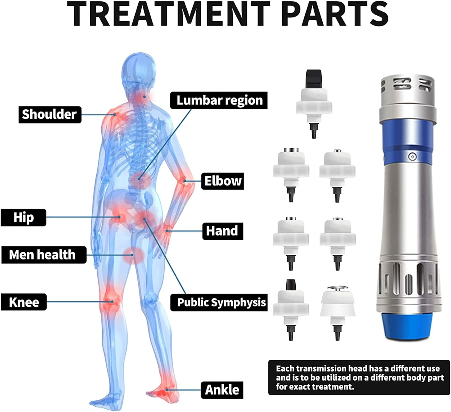 Extracorporeal Focused Shockwave Therapy, ED Shock Wave Machine with 7 Probes, Adjustable 60~200MJ Energy, Deep Muscle Massager, Non-Invasive, for Relieve Human Body Pain, Boost Metabolism image number 1