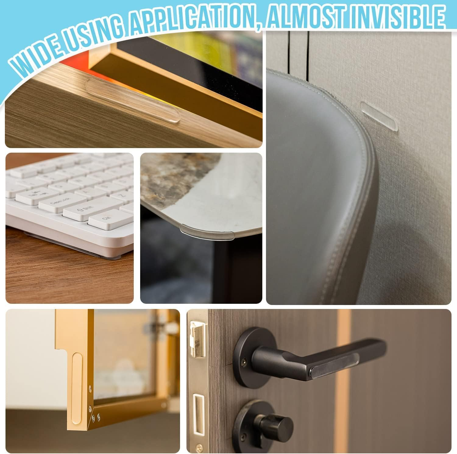 Cabinet Door Bumper, 40Pcs Clear Cabinet Bumpers Clear Self Adhesive Rubber Bumpers Stripes Transparent Bumpers for Cabinets Bumper Pads for Sound Dampening Buffer Pads, 2.8 * 0.45 * 0.1Inch (L*W*T) image number 5