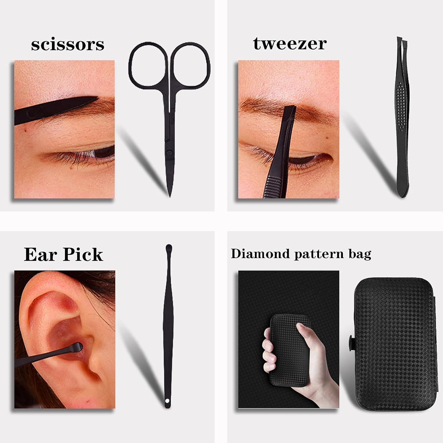 Professional Manicure Stainless Steel Set, 7 Pcs Portable Nail Clippers Set, Pedicure Set, Eyebrow Grooming Kit, Nail Care Tools with Luxurious Leather Case