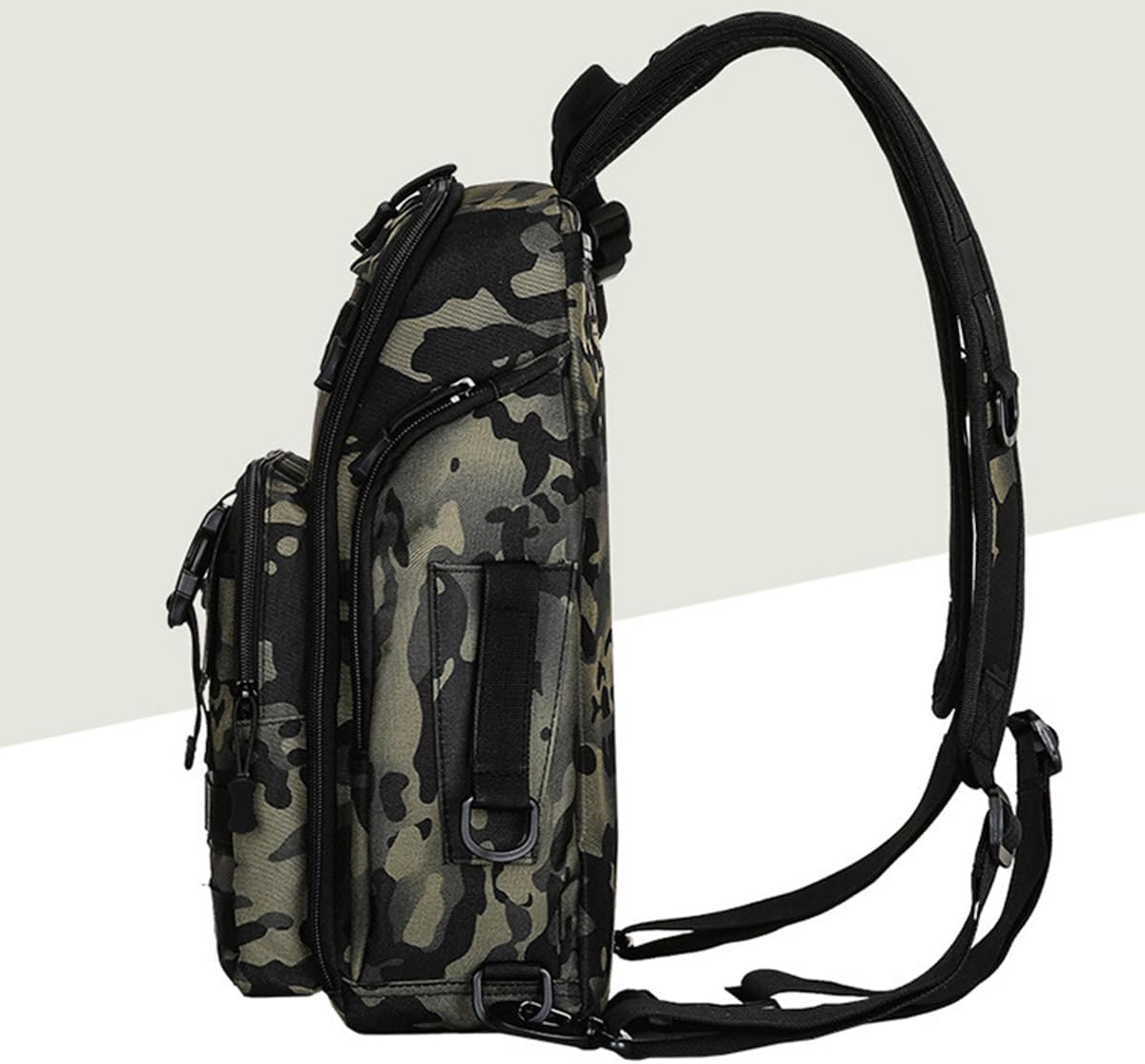 AIMALL Tactical Backpack - Expandable 600D Nylon Military Backpack with MOLLE System, Multiple Compartments, Water-Resistant, Hydration Compatible for Travel and Combat - Black image number 2