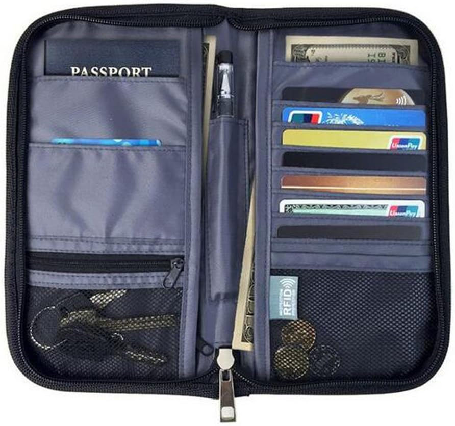 2018 Prime Deal Sale RFID Travel Passport Holder Wallet for Men Women,Welegant Multi-Purpose Document Organizer Case Long Pouch Handbag with Smartphone Pocket Detachable Wrist Strap (Style A, Orange) - Orange image number 2