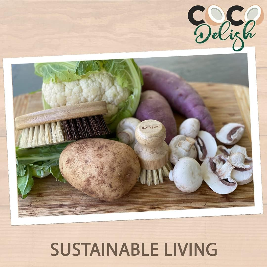 Natural Bamboo Dish Cleaning Brush Set of 8 - Eco Friendly Bottle Brush Dish Scrub - Sustainable Cleaning Tools - Zero Waste - Plastic Free Living image number 2