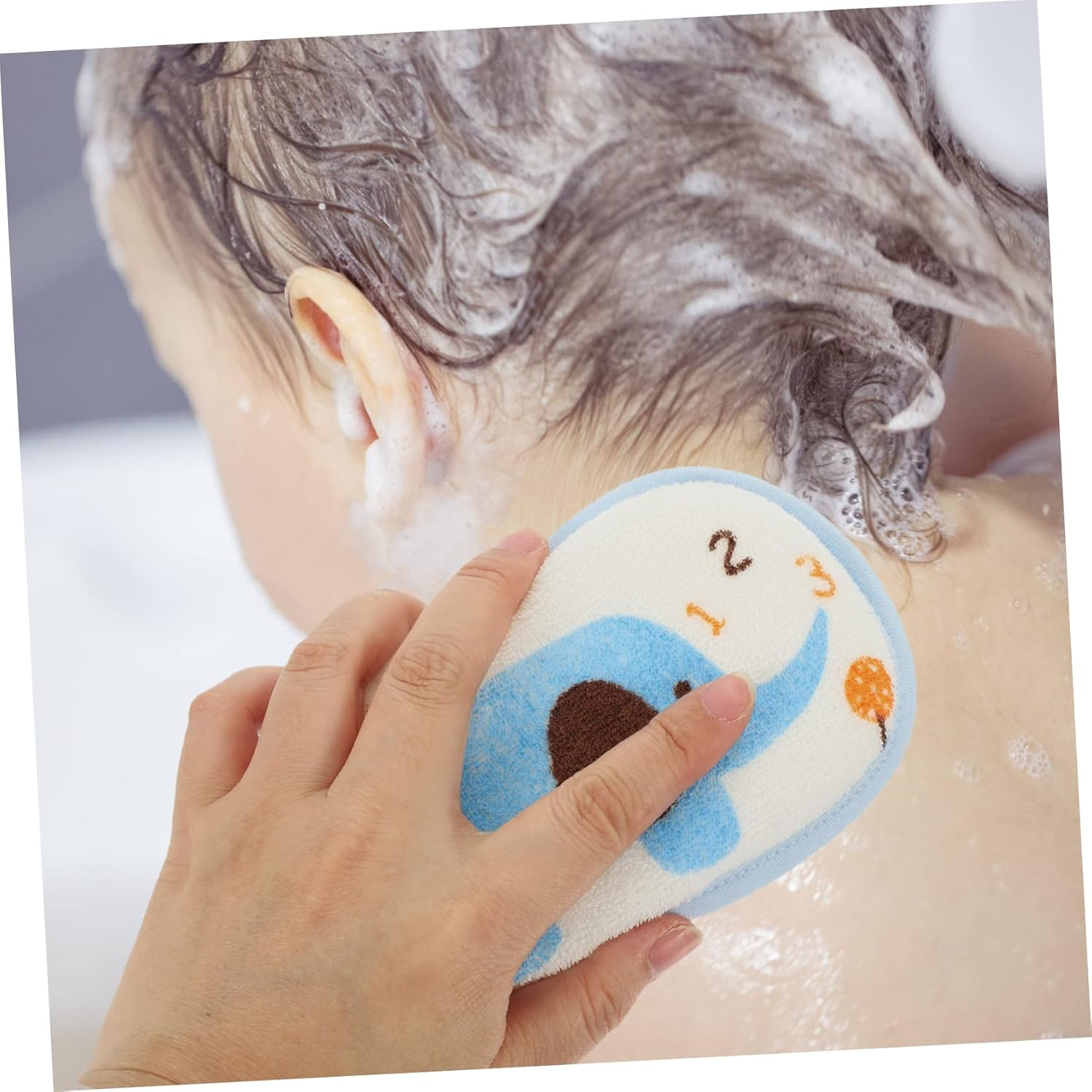 HOMOCONO Soft Baby Bath Sponge 2Pcs Bathing Towel for Newborns Exfoliating Scrubber Skin Friendly Bathing Supplies image number 4