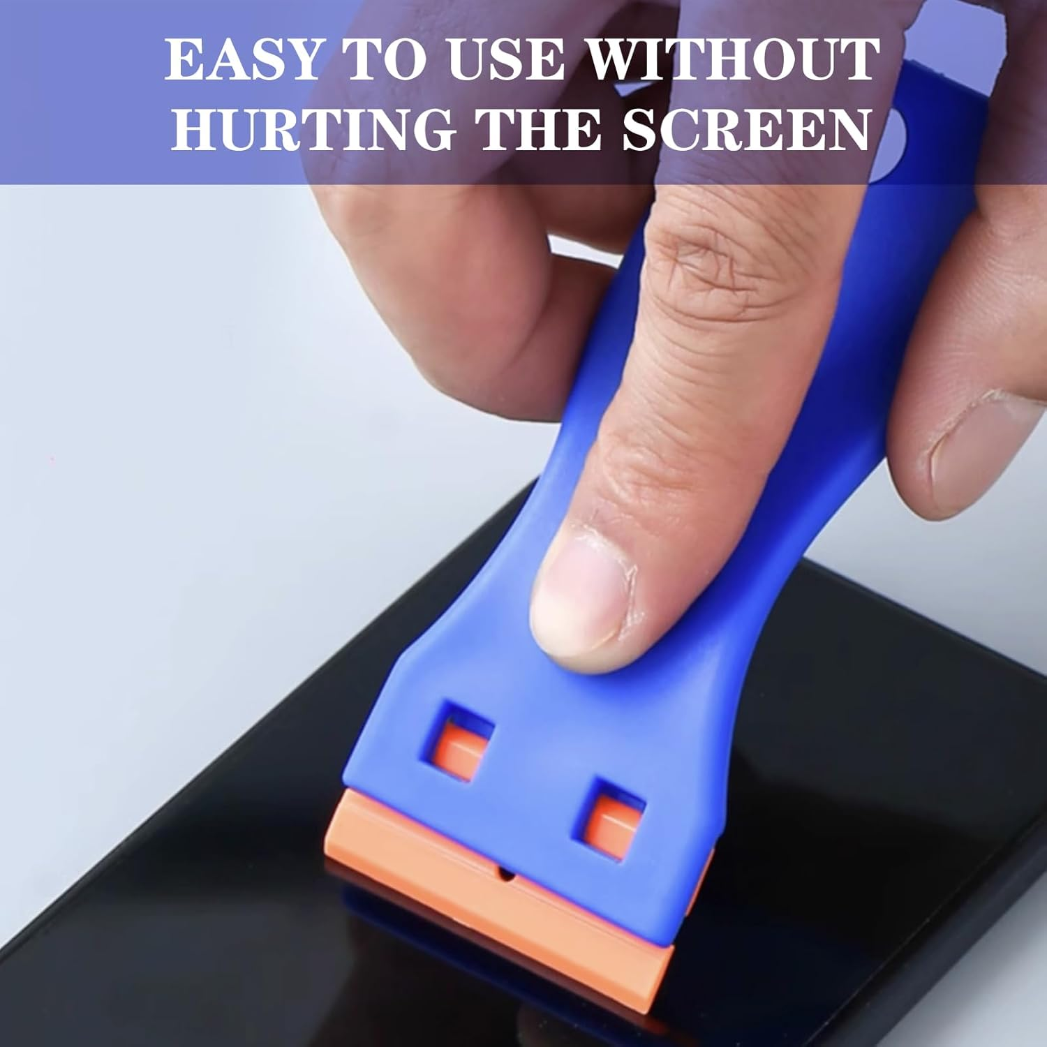 Lapetwbn Professional Plastic Razor Scraper Kit 10 Double Edged Blades for Safe Label Sticker Removal from Glass, Cars Tints Non-Scratch Decal Remover Tool with Comfort Grip image number 4