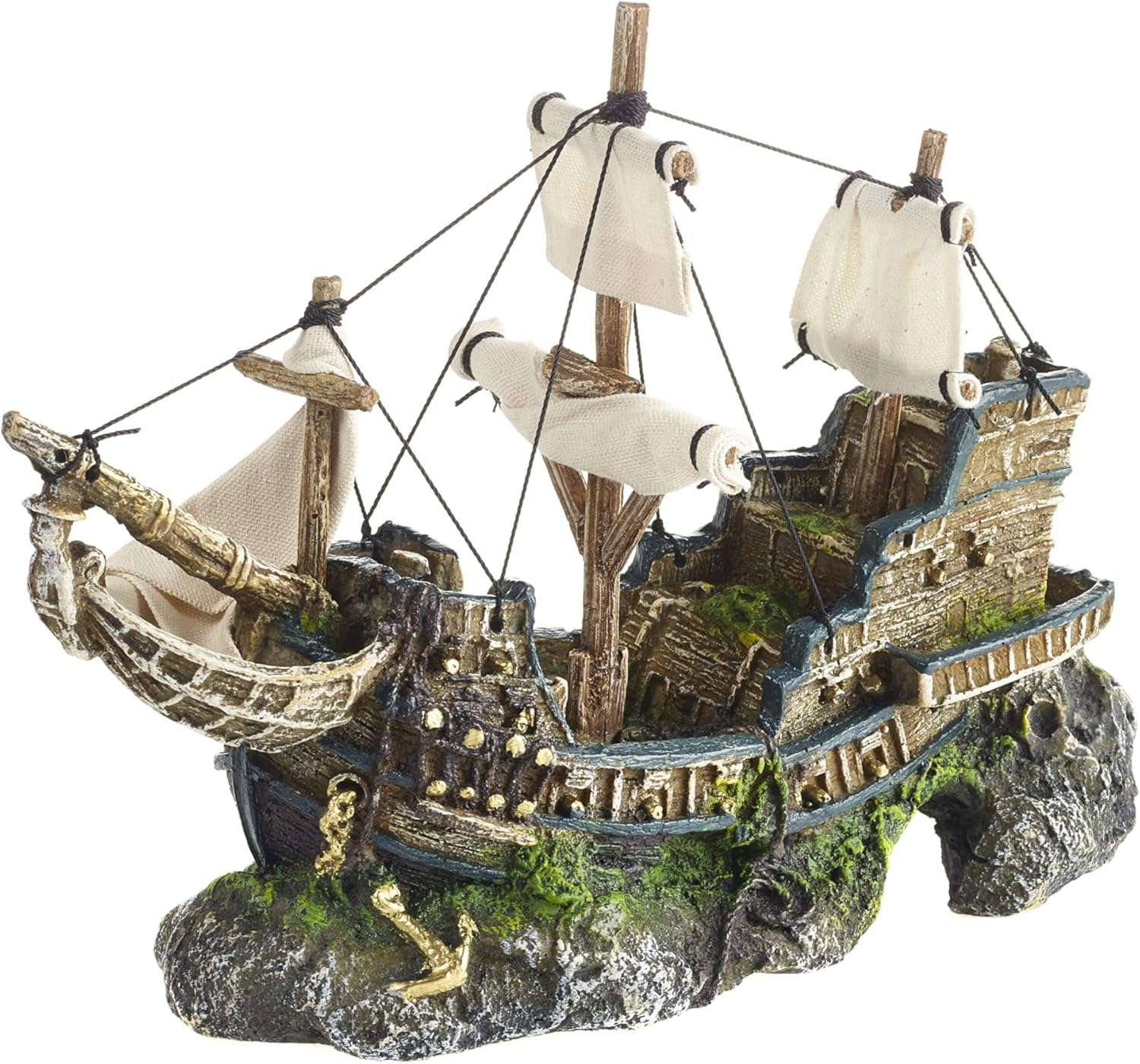 Monster Pet Supplies Classic Polyresin Galleon with Sails, 33 Cm,Brown