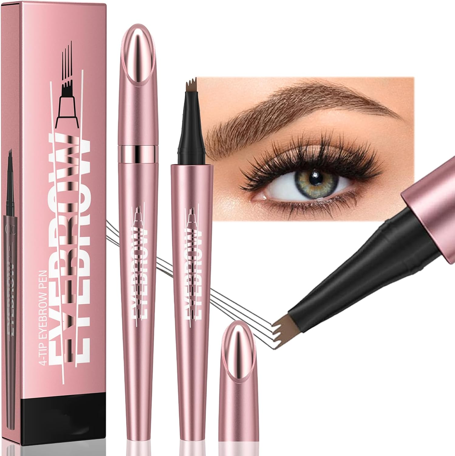 3D Waterproof Microblading Eyebrow Pencil with 4 Micro Fork Tips, Long-Lasting & Waterproof Brow Pencil Creates Effortless Natural Looking Brows (Natural Brown, 1 Piece) image number 6