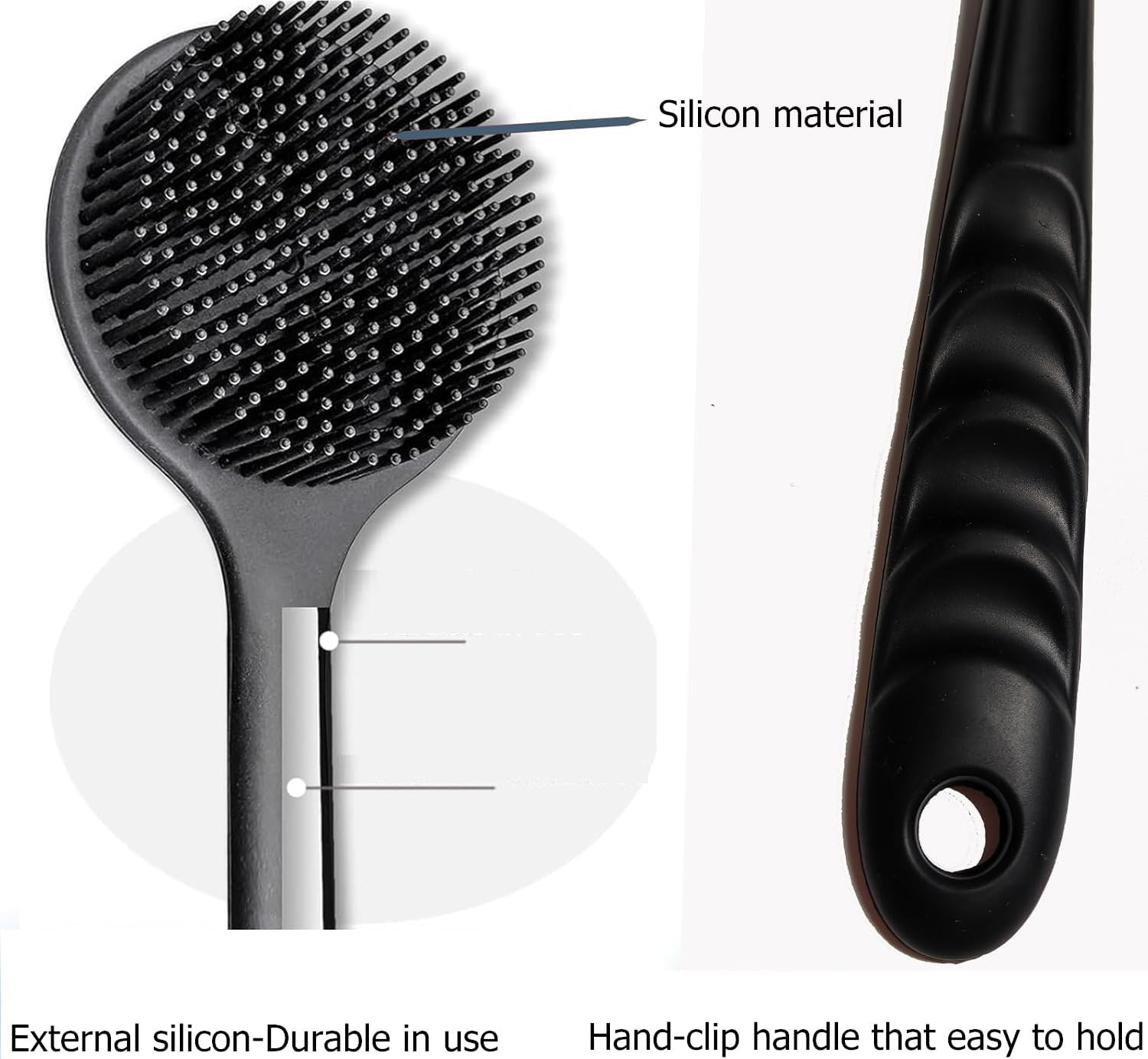 POATOW 4 in 1 Silicone Body Scrubber Shower Brush Set for Men Women Adult,Long Handle Body Brush,Anti-Slip Back Scrubber for Shower,Shower Bath Brush with Hook image number 4