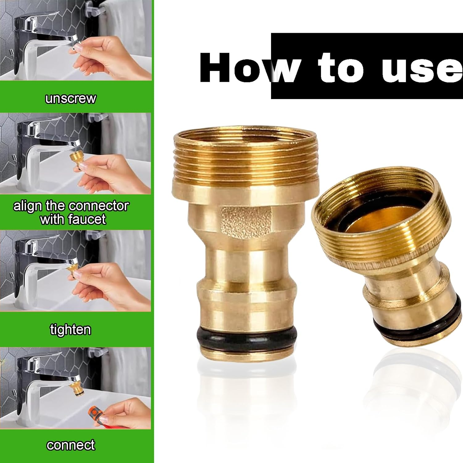 Garden Hose Pipe Adapter - 22Mm Female 24Mm Male Threaded Tap Connector Fittings for Kitchen Sink and Bathroom, Brass Mixer Hose Connector image number 5