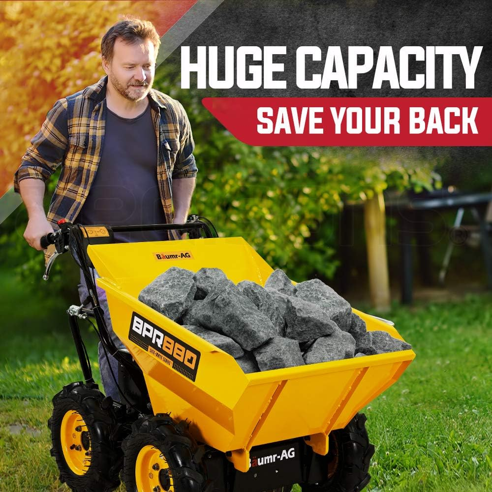 Baumr-Ag 196Cc Petrol Wheelbarrow Dumper 6.5HP Power Mini Dumper Barrow Motorised - BPR880 image number 1