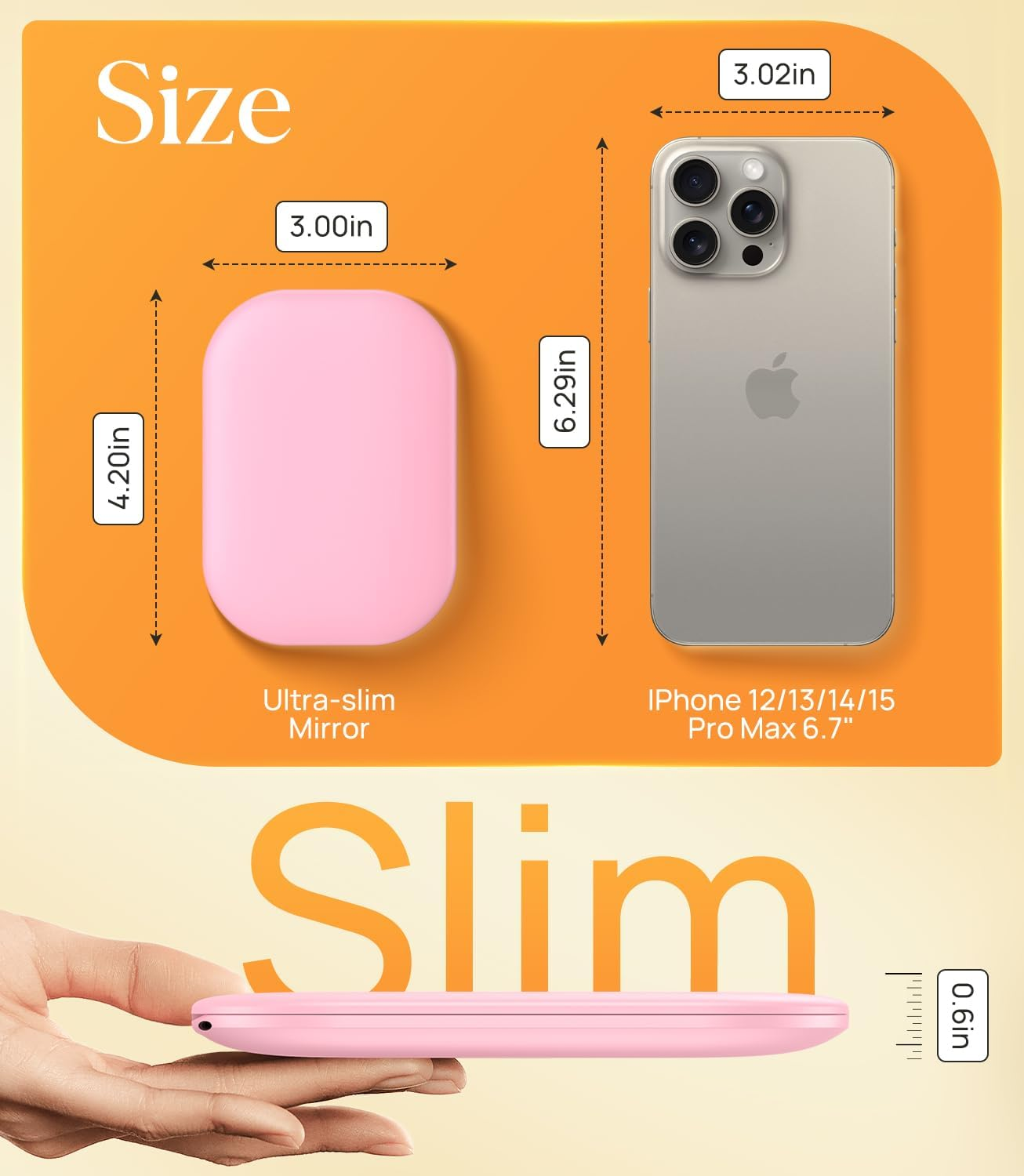 Gospire Lighted Travel Makeup Mirror with Light and Magnification, 3X Magnification Rechargeable Compact Mirror with Three-Color Adjustable Light, Led Mini Mirror for Purse - Pink - Black image number 6