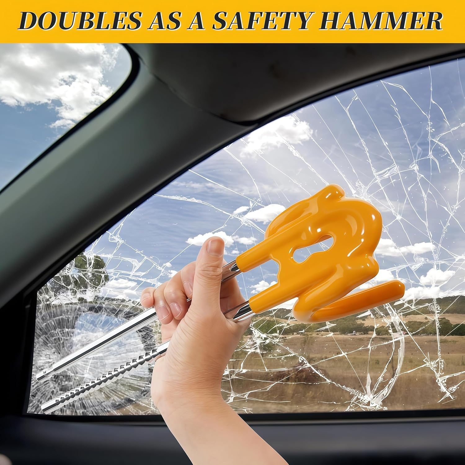 Upgraded Car Steering Wheel Lock, Multifunctional Anti-Theft Lock Device, Easy to Installation, Adjustable Length 20Cm with 2 Keys, Suitable for Most Cars, Suvs, Trucks, Vans, and Sedans...(Yellow) image number 6