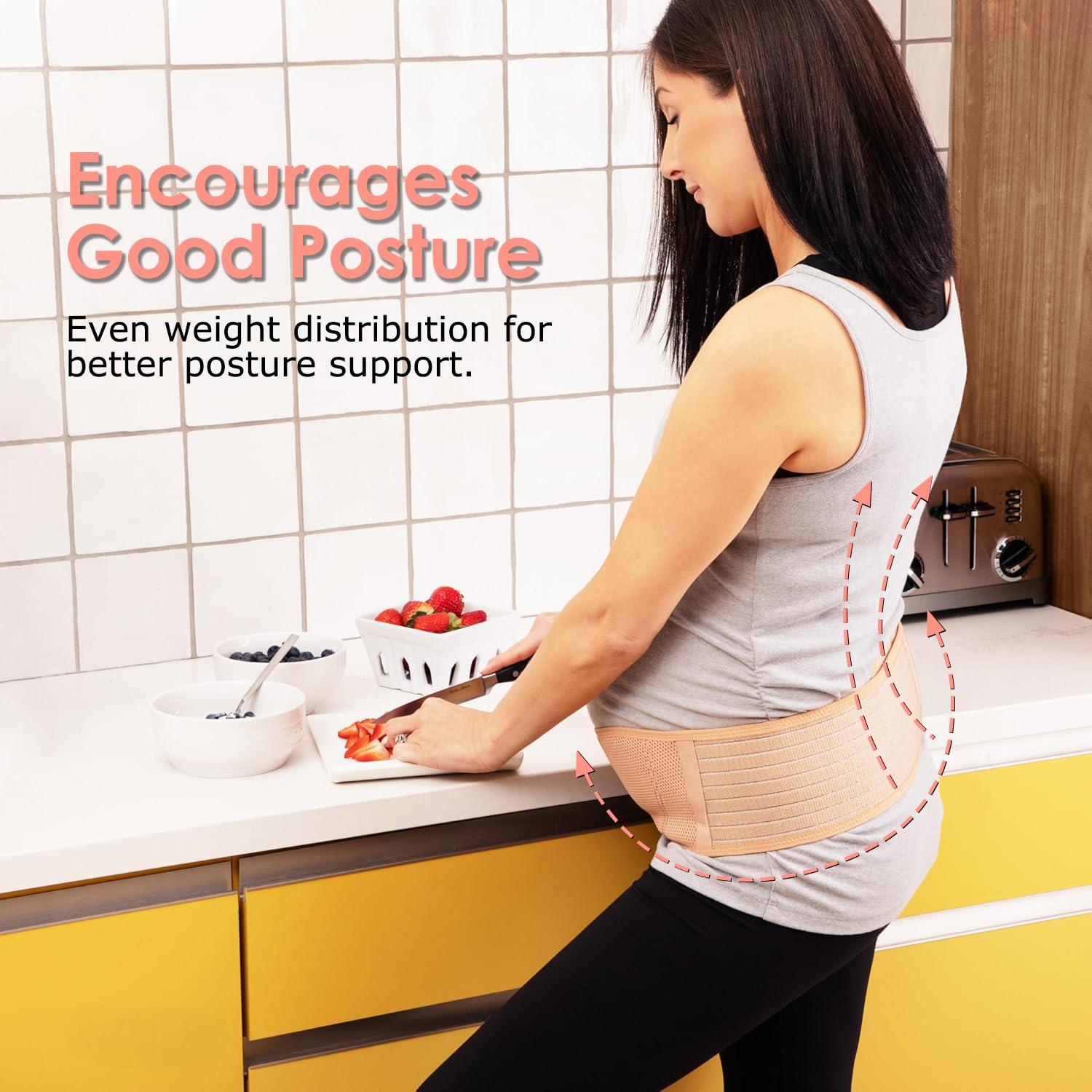 Maternity Belly Bands for Pregnant Women - Soft & Breathable Pregnancy Belly Support Band, 10CM Extra-Long Hook-And-Loop Tape, Adjustable Maternity Belt for Back, Pelvic Support, Comfortable, Easy to Use (Beige, XL-115CM) image number 6