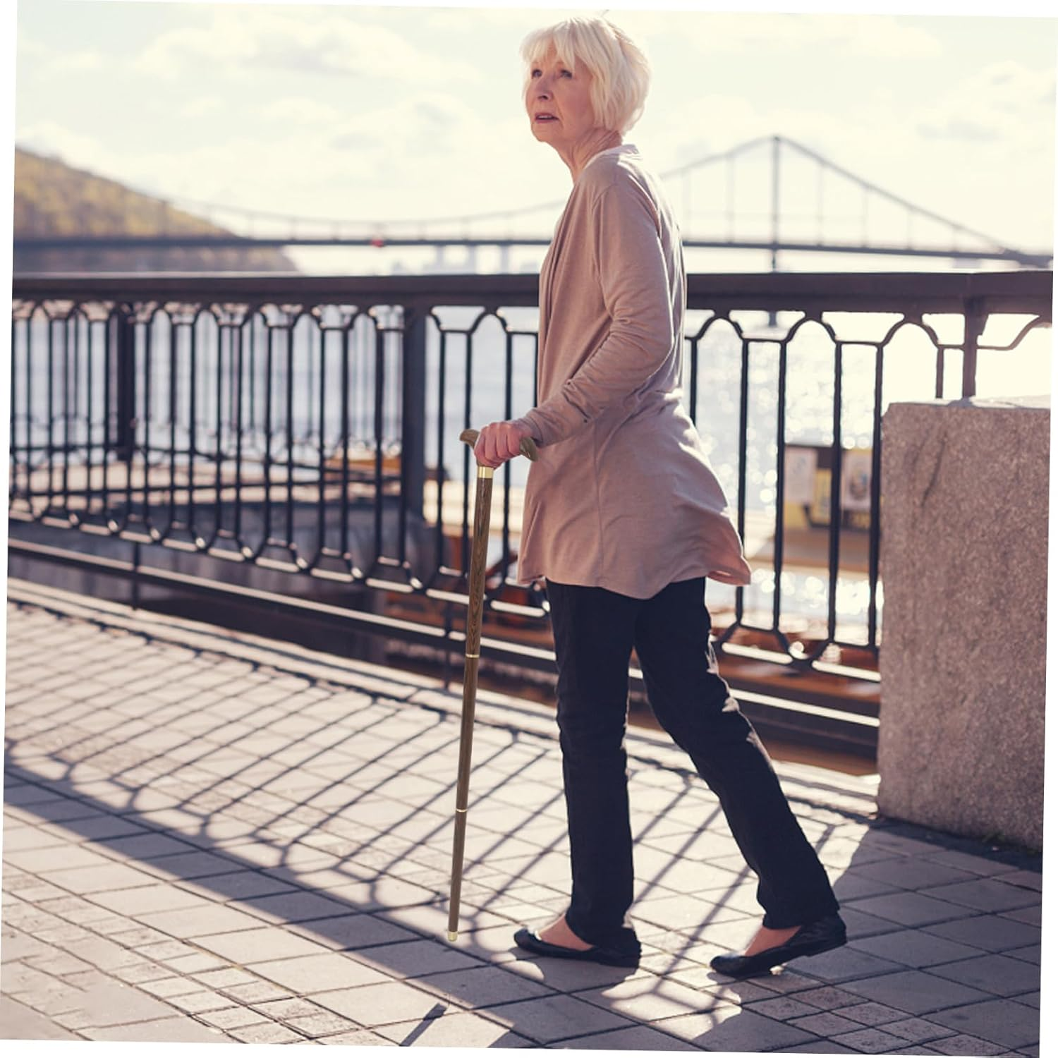 Healvian Collapsible Walking Stick for Men Portable Senior Walking Cane Comfortable Grip for Hiking Trekking image number 5