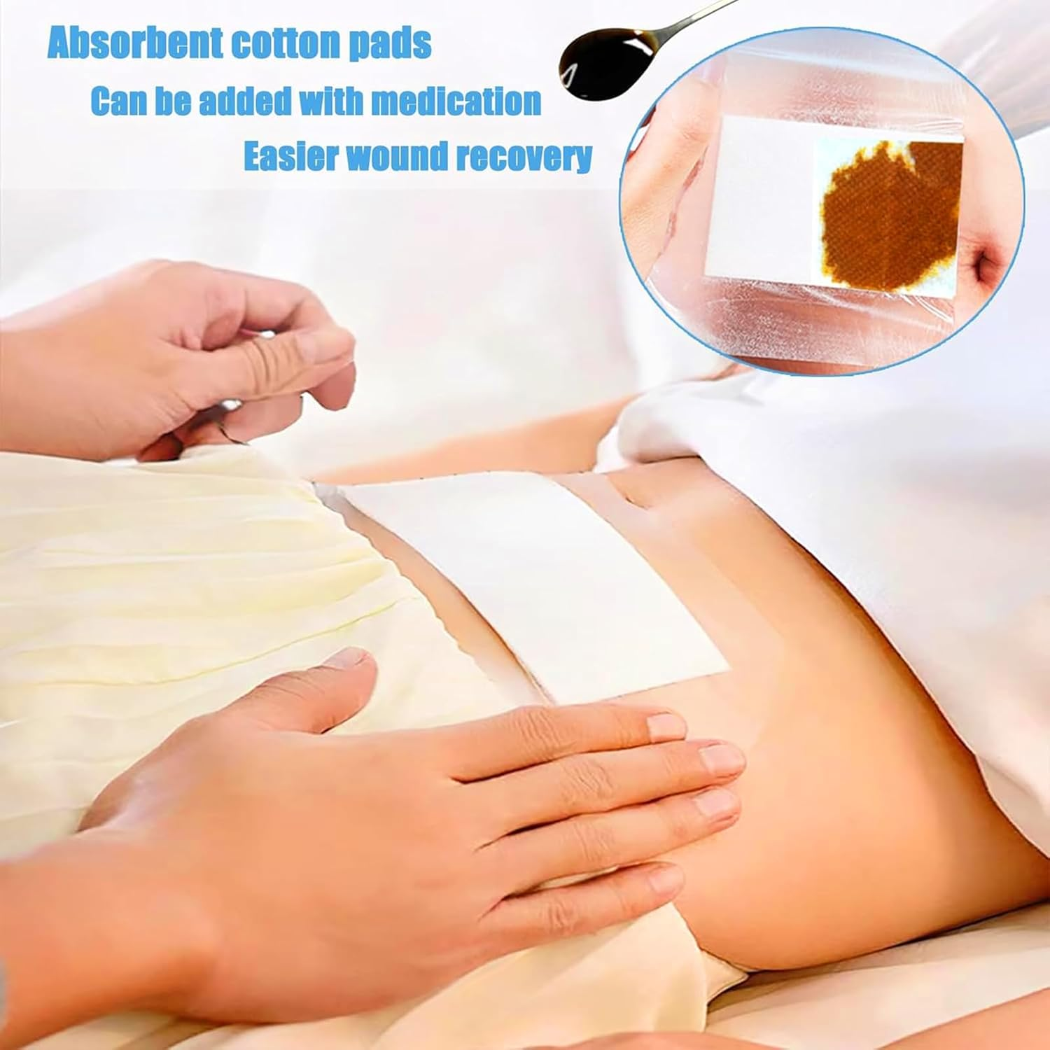 Film Wound Incision Island Dressing,Waterproof Bandage Gauze Absorbent Patche,Adhesive Shower Shield for after Surgery-6Pcs image number 2