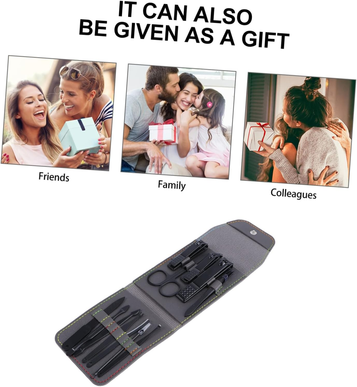 FRCOLOR 12Pcs Nail Tools Kit Nail Clippers Set Cuticle Trimmer Professional Manicure Tools Stainless Steel Care Kit image number 3