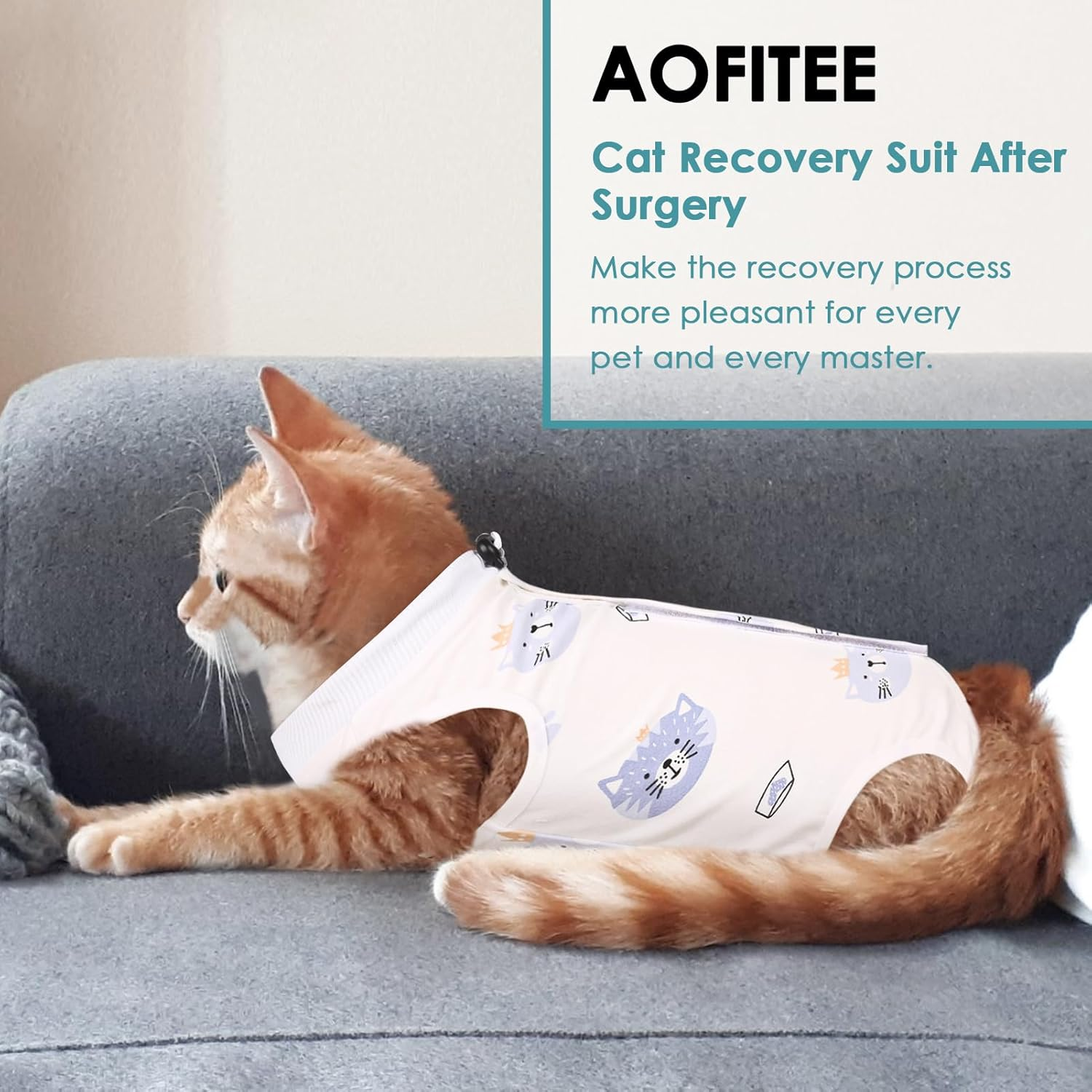 AOFITEE Cat Bodysuit after Surgery, Cat Bodysuit for Cat Surgery, Medical Pet Shirt Cat after Castration, Leak Protection Cat Body after Surgery Castration Cat, Cat Clothing after Castration, M image number 3