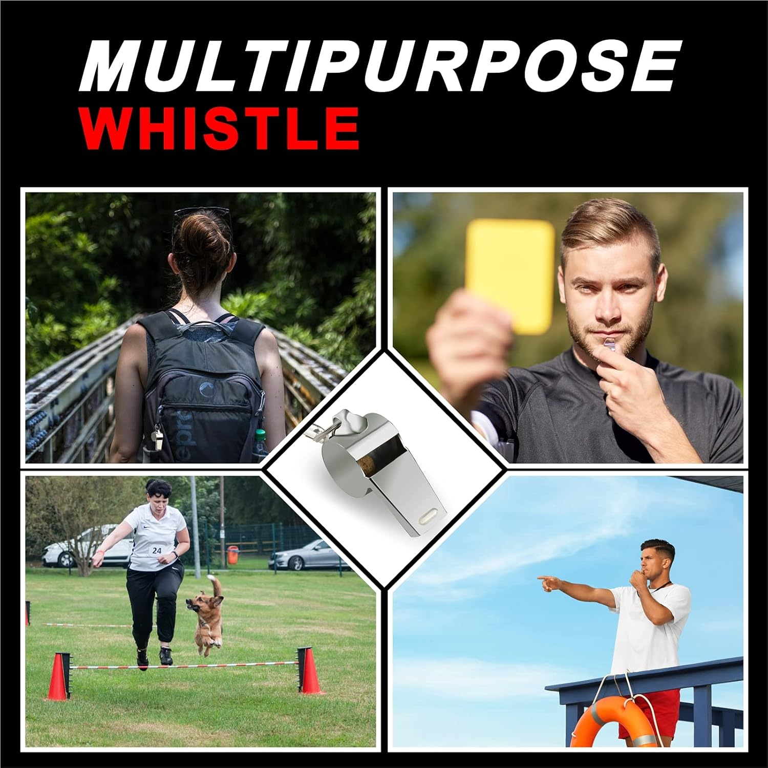 AMBITIONJUMP Whistle for Coaches, Metal Whistles for Adults with Lanyard, Loud Sport Whistle for Referee Teacher Police Soccer Gym image number 3