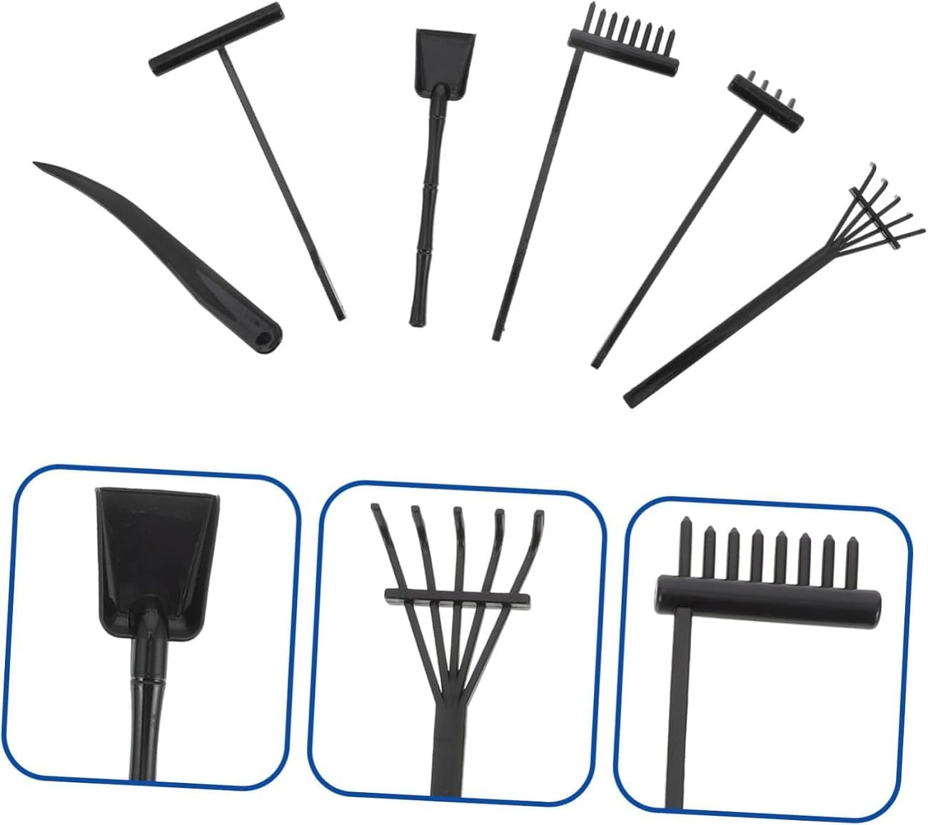 WADY 6-Piece Zen Garden Sand Rake Tools Set,Decorative Crafts Accessories for Sand Table & Meditation, Complete Zen Garden Kit with Rakes, Combs & Sculpting Tools (Black)