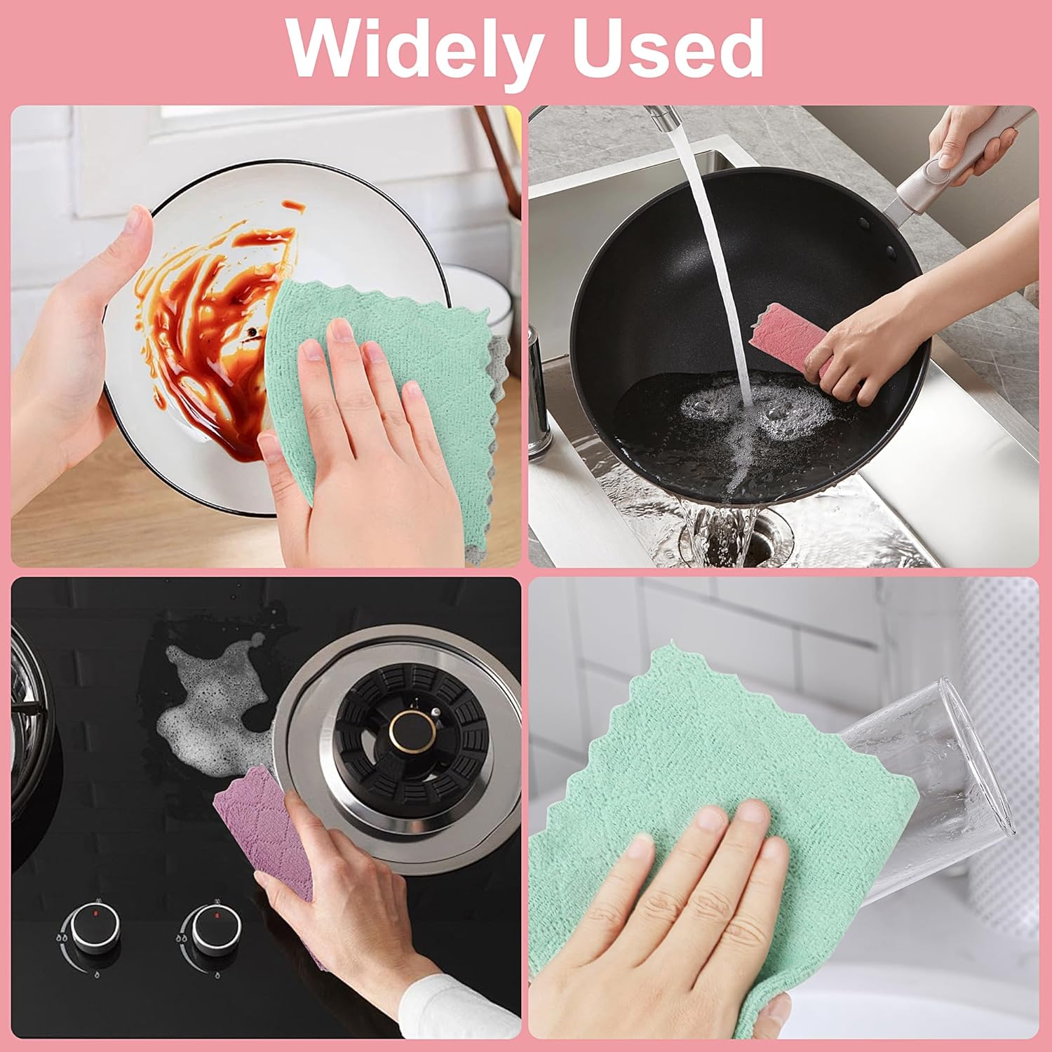 JUNART 10Pcs Dish Cloth,Coral Velvet Kitchen Towel Super Absorbent, Easy to Clean, for Kitchen, Bathroom, Living Room,Etc (Purple) image number 4