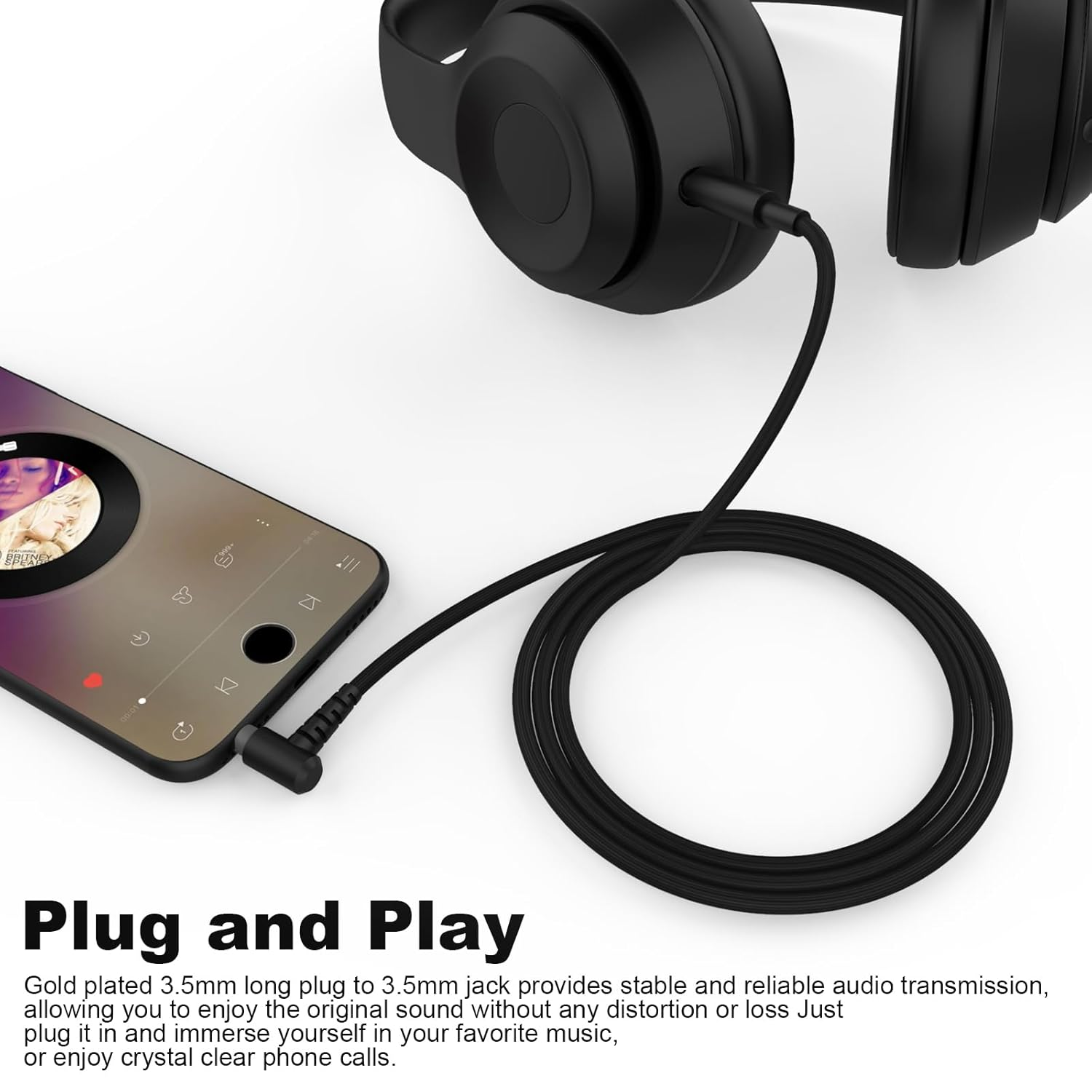 Toxaoii WH-1000XM4 Headphone Cable, Replacement Audio Aux Cord Compatible with Sony MDR-XB950BT MDR-1000X WH-H900N WH-CH700N WH-1000XM4 WH-1000XM3 MDR-10R MDR-ZX770BN MDR-100ABN Headphones(3.9Ft) image number 5