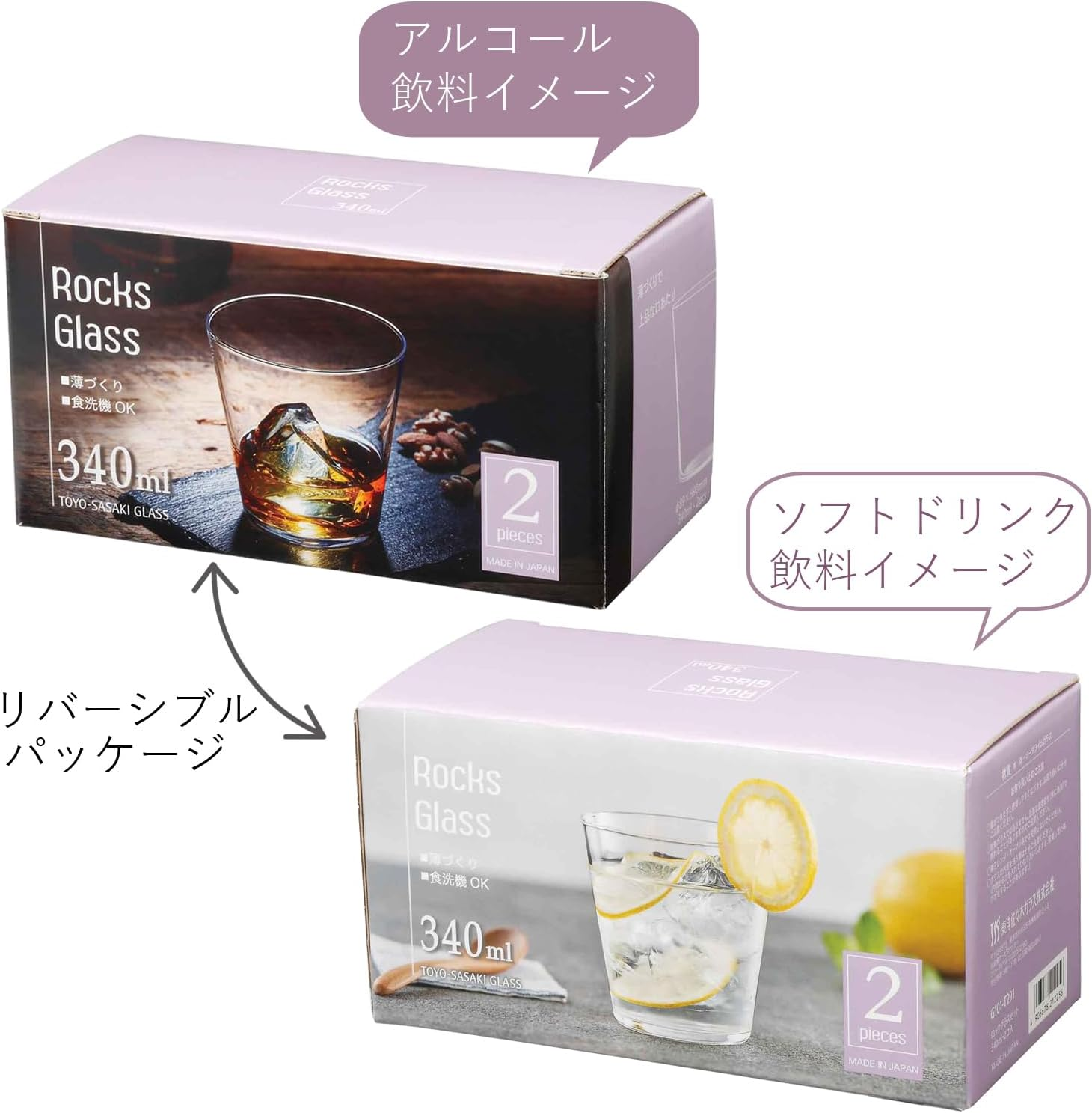 Toyo Sasaki Glass G101-T291 Whiskey Glasses, Rock Glass, Thin Making Glass Set, 11.8 Fl Oz (340 Ml), Set of 2, Rock Glass Set, Cup, Made in Japan, Dishwasher Safe image number 4