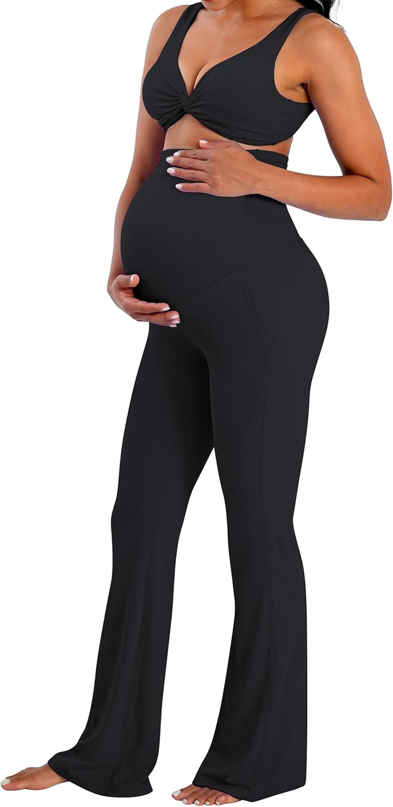 Sunzel Flare Leggings, Crossover Yoga Pants with Tummy Control, High-Waisted and Wide Leg image number 4