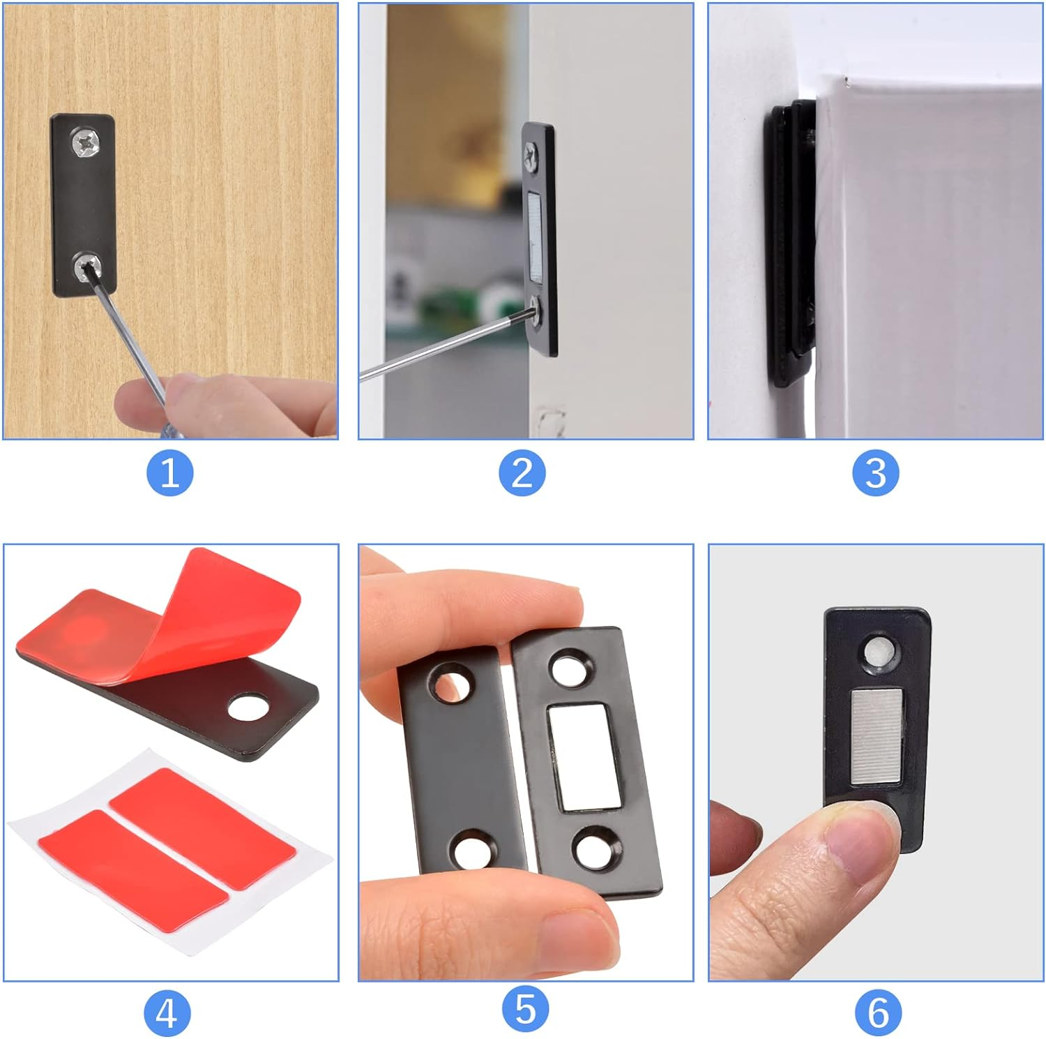 MIN CI 10 Pack Cabinet Door Magnets Strong Magnetic Door Catch Ultra-Thin Invisible for Cabinet Doors,Shower Doors,And Drawers Silver image number 6