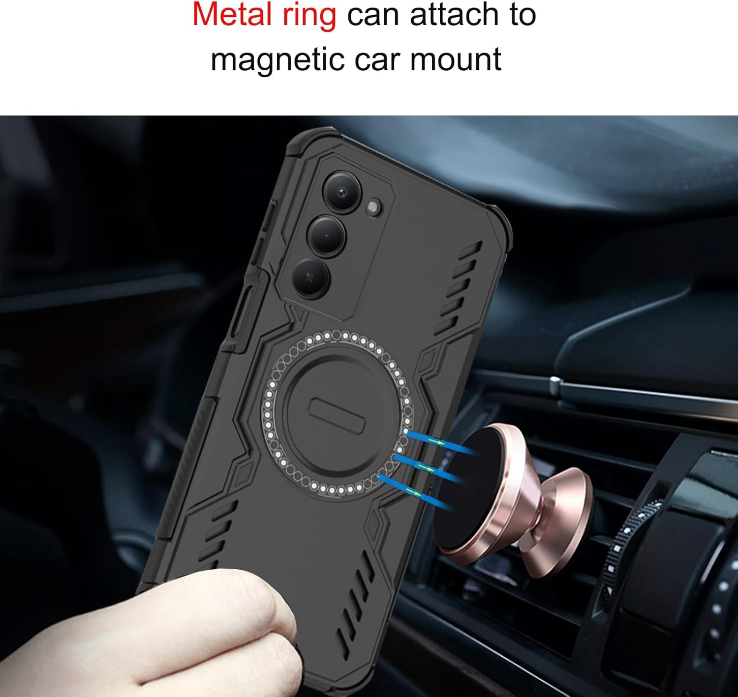 DEDUX Case for Xiaomi Redmi 15 5G Protective Case, Mobile Phone Case Tough Armor Robust PC with Magnetic Ring + Shockproof TPU Compatible with Xiaomi Redmi 15 5G Case Cover. Blue image number 1