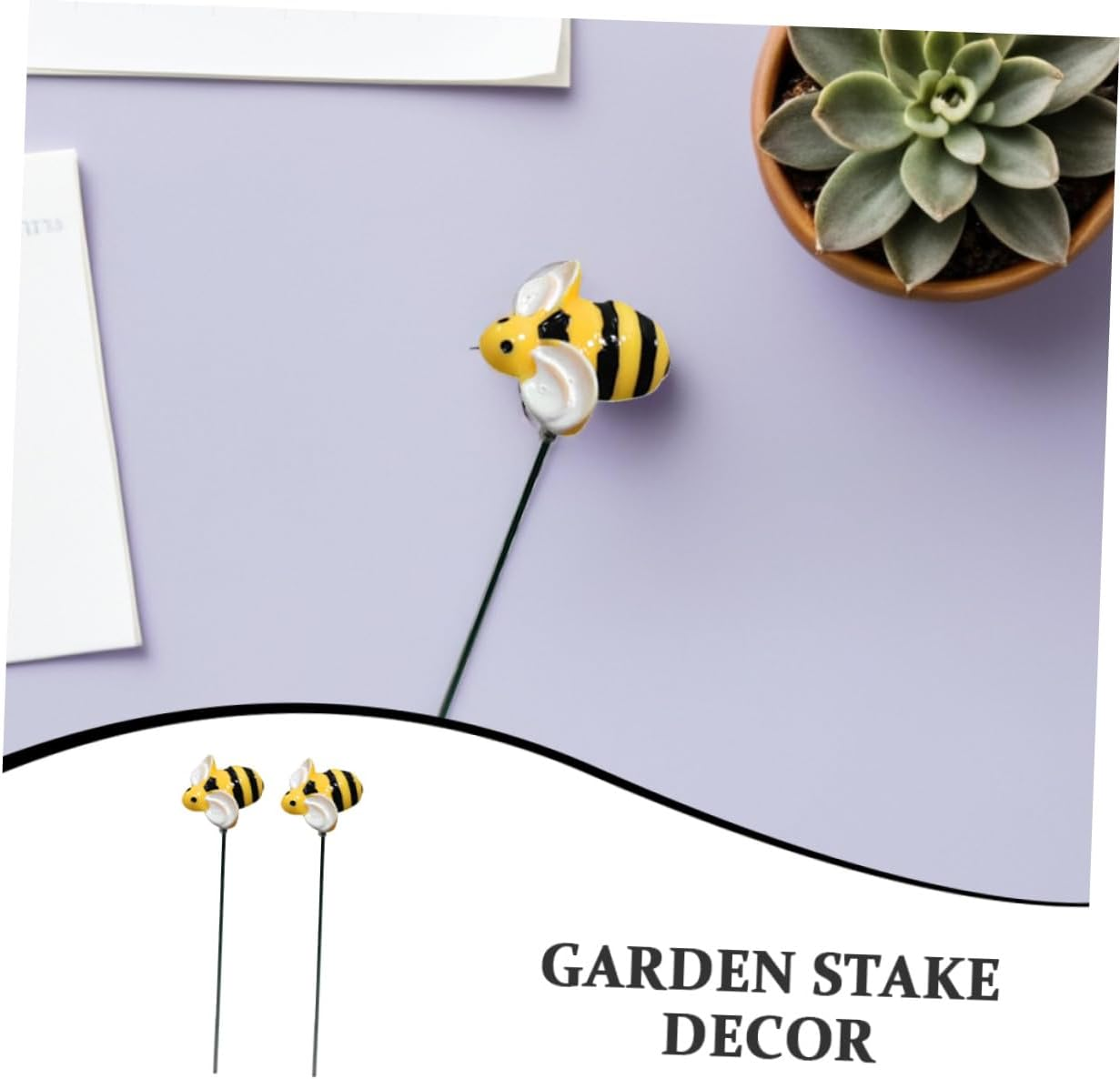 10Pcs Garden Stake Decor Simulation Bee Garden Stake Bees Ornaments for Patio Flower Decoration image number 3