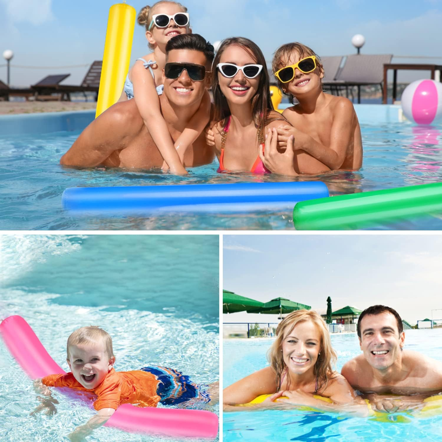 KIMOBER 6PCS Inflatable Pool Sticks,Colorful 41.3 Inch Giant Blow up Pool Swimming Noodles Water Float for Swimming Pool Beaches Lake Party Decor