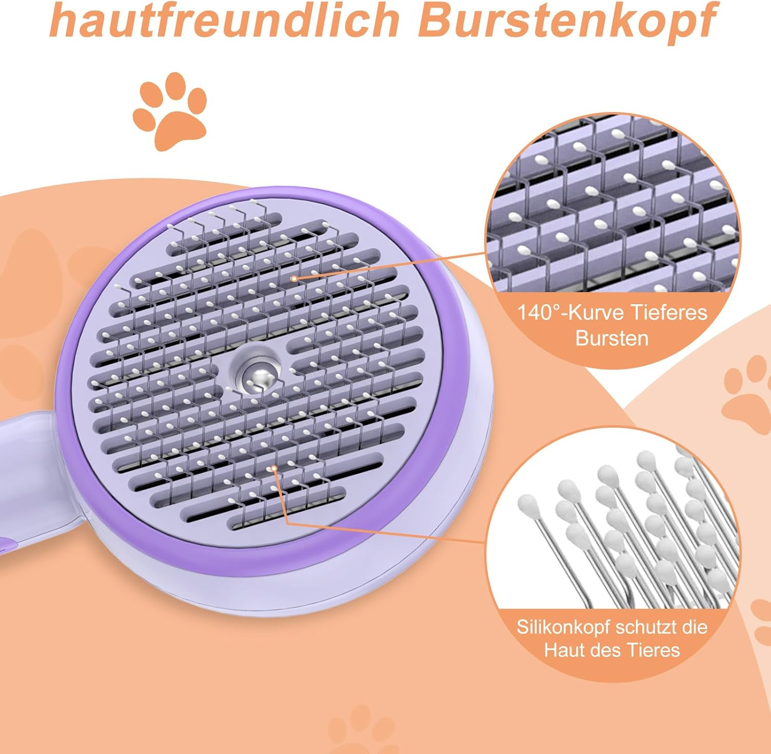 Cat Brush with Steam, 3-In-1 Steam Brush, Cat Brush with Self-Cleaning, One Button with Water Tank and Spray, anti Static Electricity and Tangle, Steamy Brush for Cats, Dogs, Purple image number 4