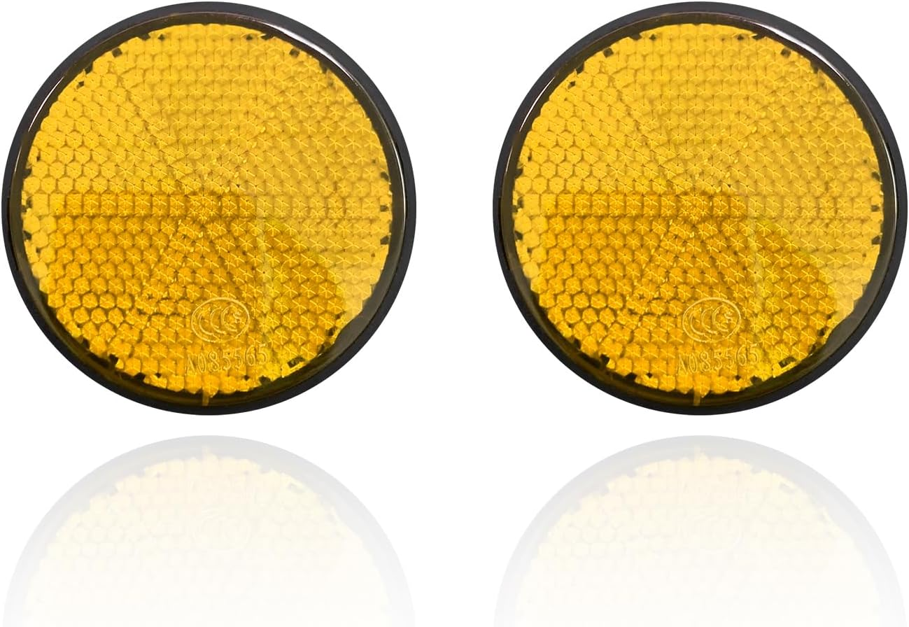 2 PCS M6 X 1.0 Motorcycle Reflectors, Plastic Screw Mount Reflective Warning Reflector, Universal Motorbike Rear Safety Reflectors for Motorcycle, Bicycle, Scooter (Round White)