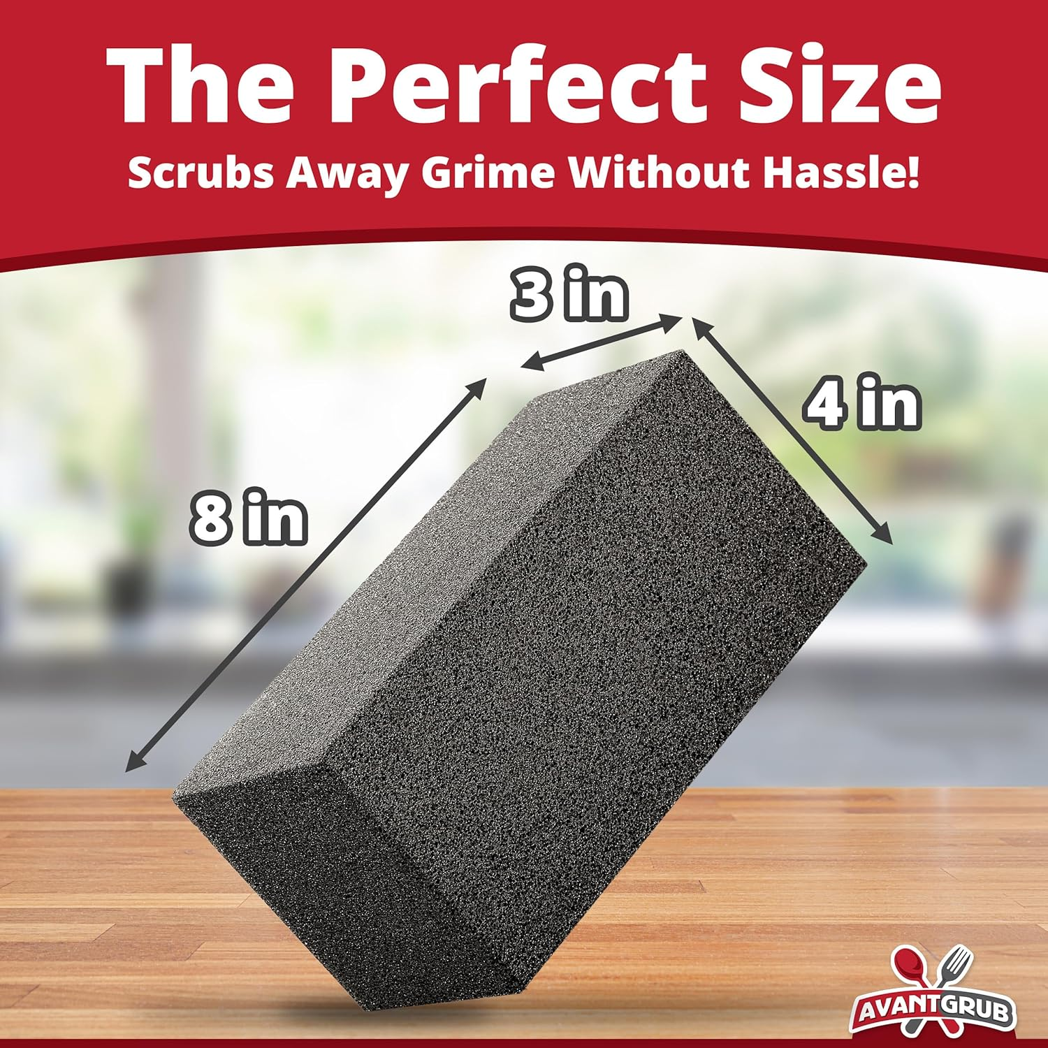 Commercial Grade Grill Cleaning Brick Bulk 4 Pack by Avant Grub. Pumice Stone Cleaner Tool Cleans and Sanitizes Restaurant Flat Top Grills or Griddles Effectively without Harsh Chemicals or Abrasives