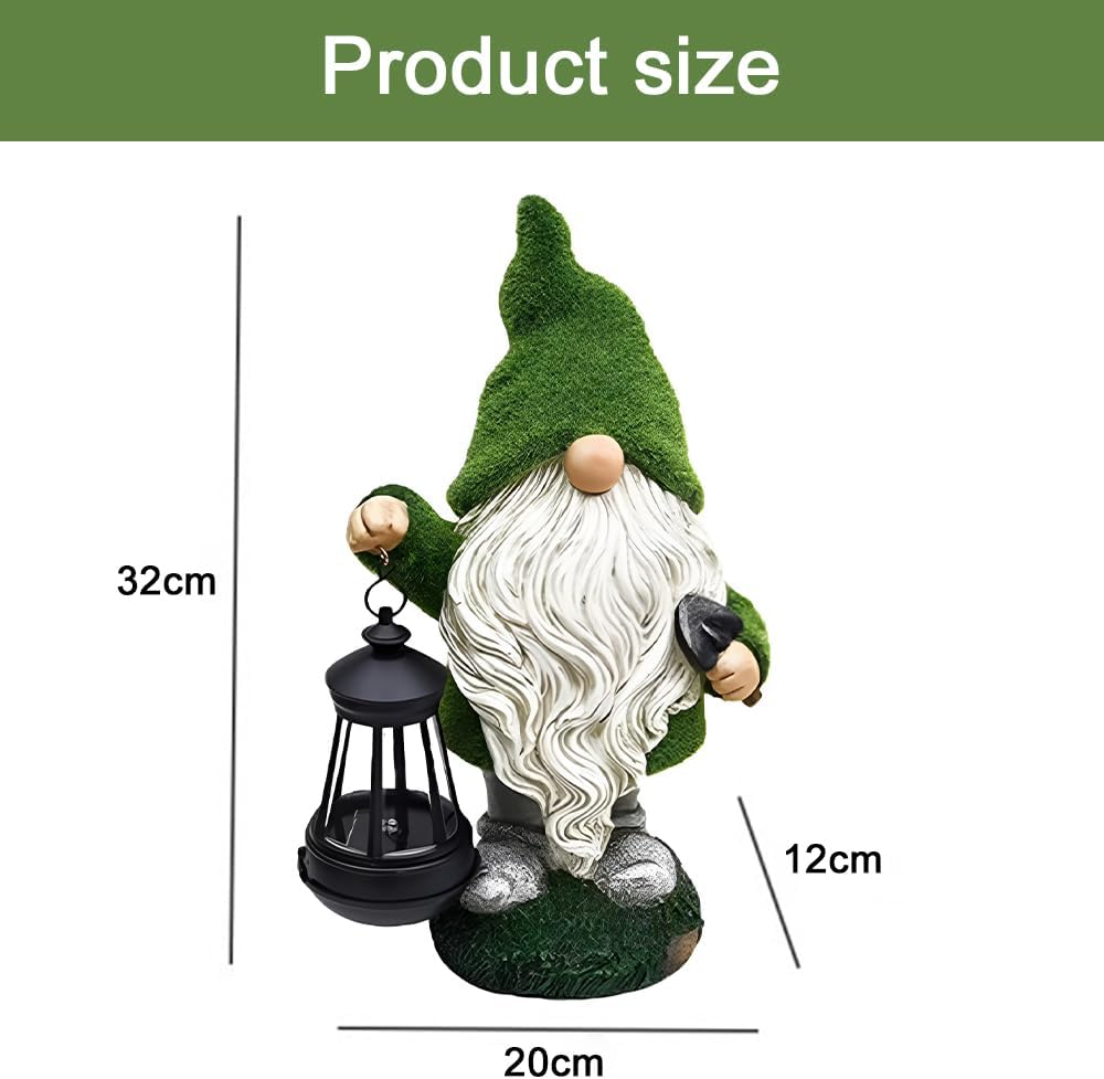 TOMVAES Solar Garden Statue, Creative Gnome Garden Statue Outdoor Lawn Decoration, Ornament Housewarming Garden for Patio Balcony Yard image number 2