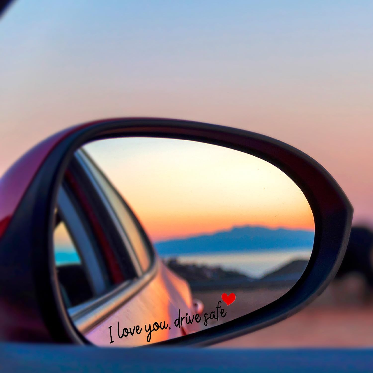 3Pcs I Love You Drive Safe Mirror Stickers, Cute Car Drive Safe Rear View Mirror Decals with Hearts Car Driving Stickers Automotive Accessories for Women Driver (Black) - Black image number 3