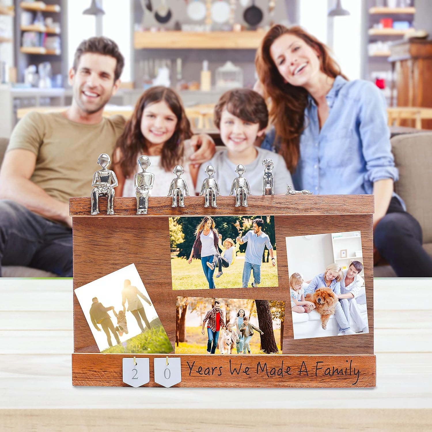 Personalized Romantic Wedding and Anniversary Keepsake Box with Family Statue - Wooden Memory Picture Box for Cherished Keepsakes and Ticket Storage - Elegant Couple Gift image number 1