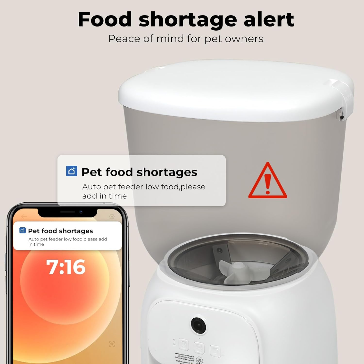 Pawz 4L Automatic Cat Feeder with Camera, Smart Timed Pet Feeder with Wifi APP Control for Remote Feeding, Auto Pet Feeder Dry Food Dispenser with Desiccant Bag for Cats/Dogs, Dual Power image number 6