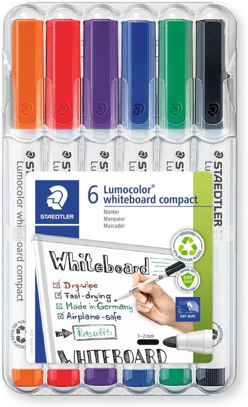 Staedtler Lumocolor Compact 341 Whiteboard Marker, Assorted (Pack of 6) image number 2