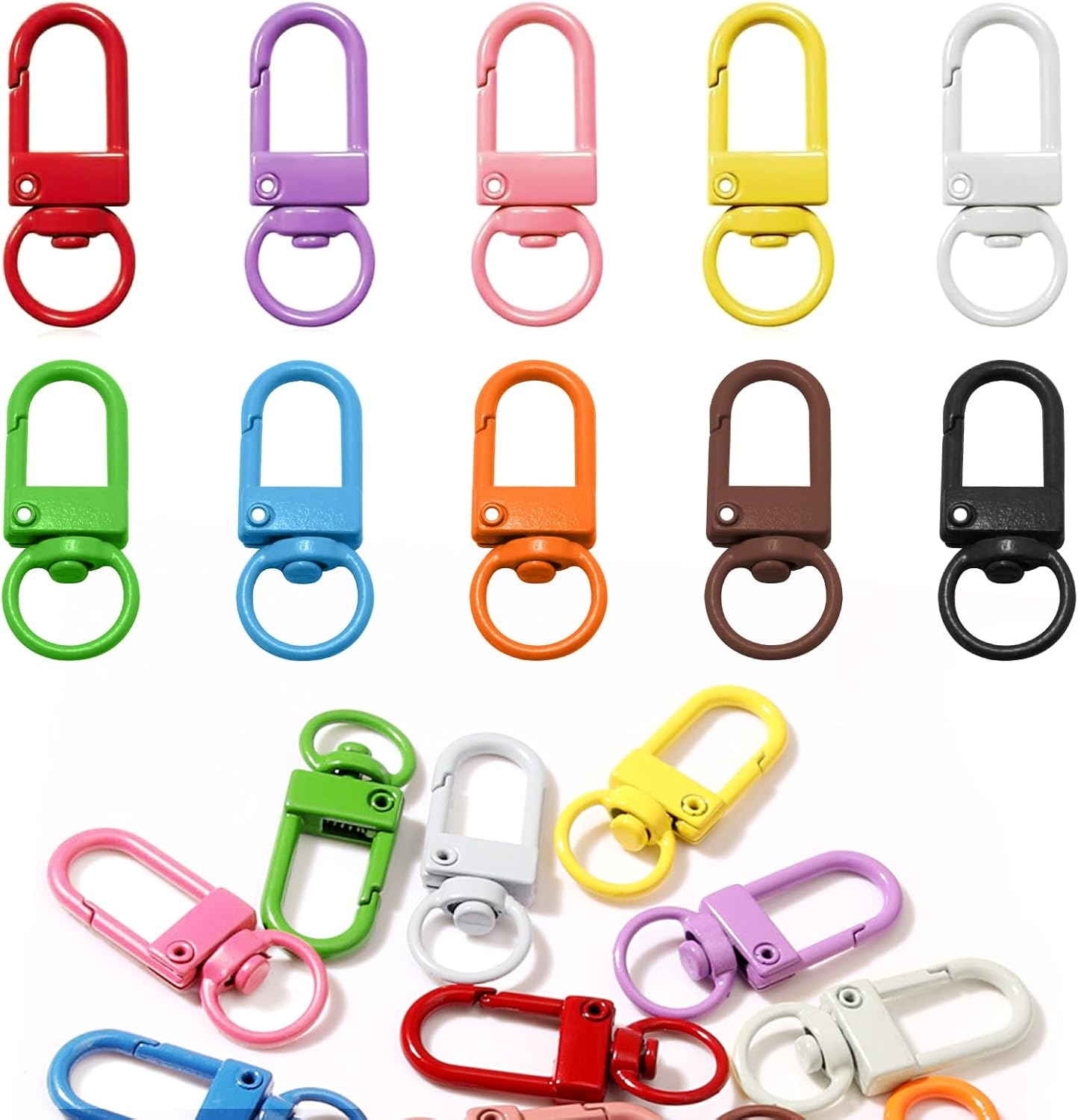 Colorful Lobster Claw Clasps Keychain 30Pcs Metal Swivel Lanyards Trigger Snap Hooks 10 Colors Carabiner Clip Key Rings for DIY Craft Bag Key Chains Connector Jewelry Making Key Chain Making Kit image number 1