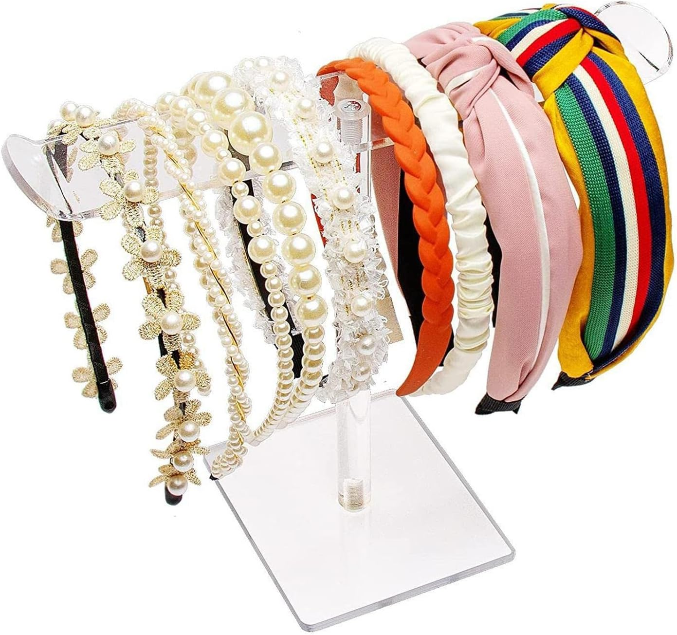 Acrylic Headband Holder,Simple Acrylic Headband Storage Rack with Bending Design | Multifunctional Headband Storage Clear Rack for Headband Jewelry Hair